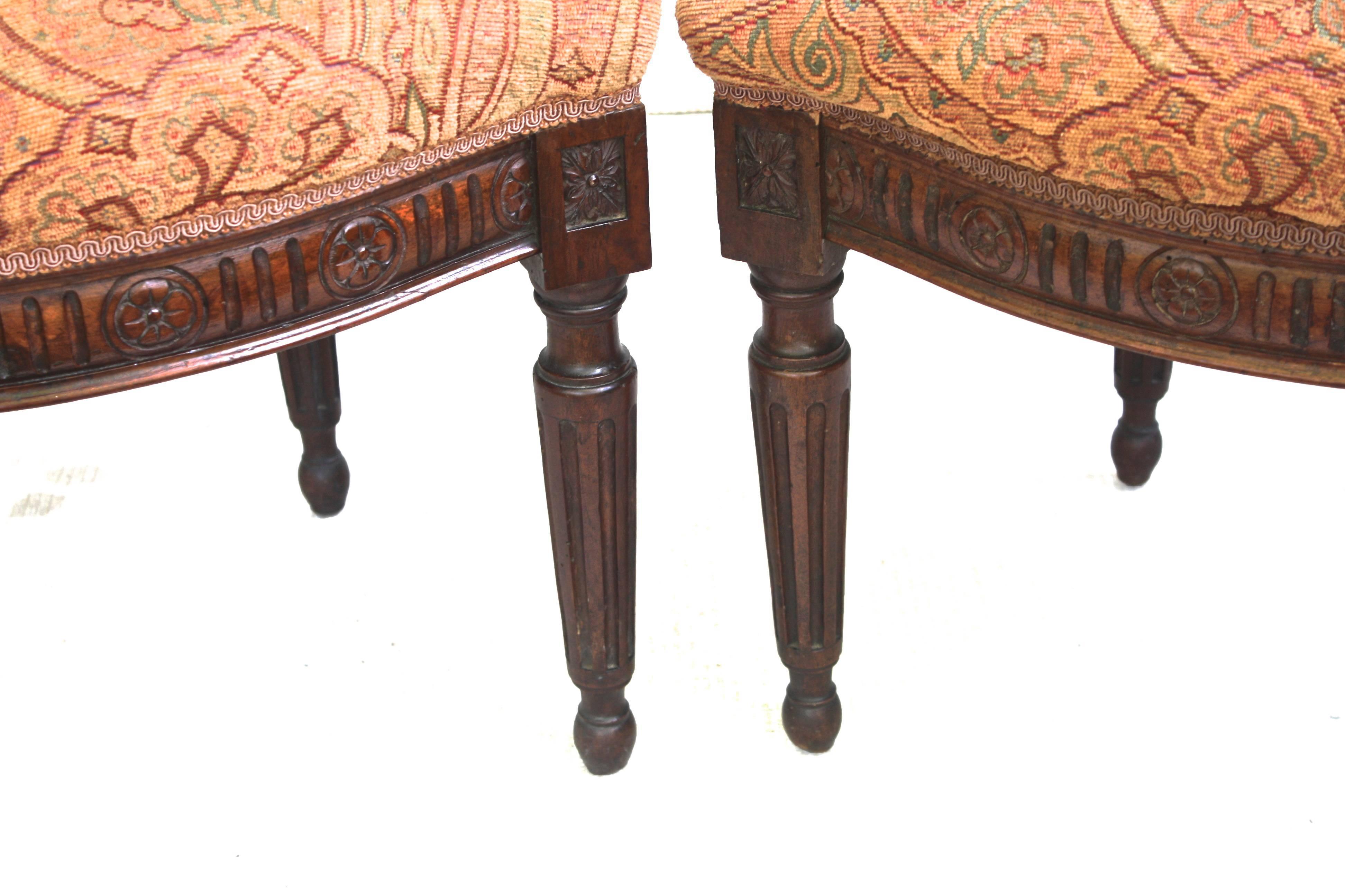 Pair of Italian Neoclassical Walnut Side Chairs For Sale 1