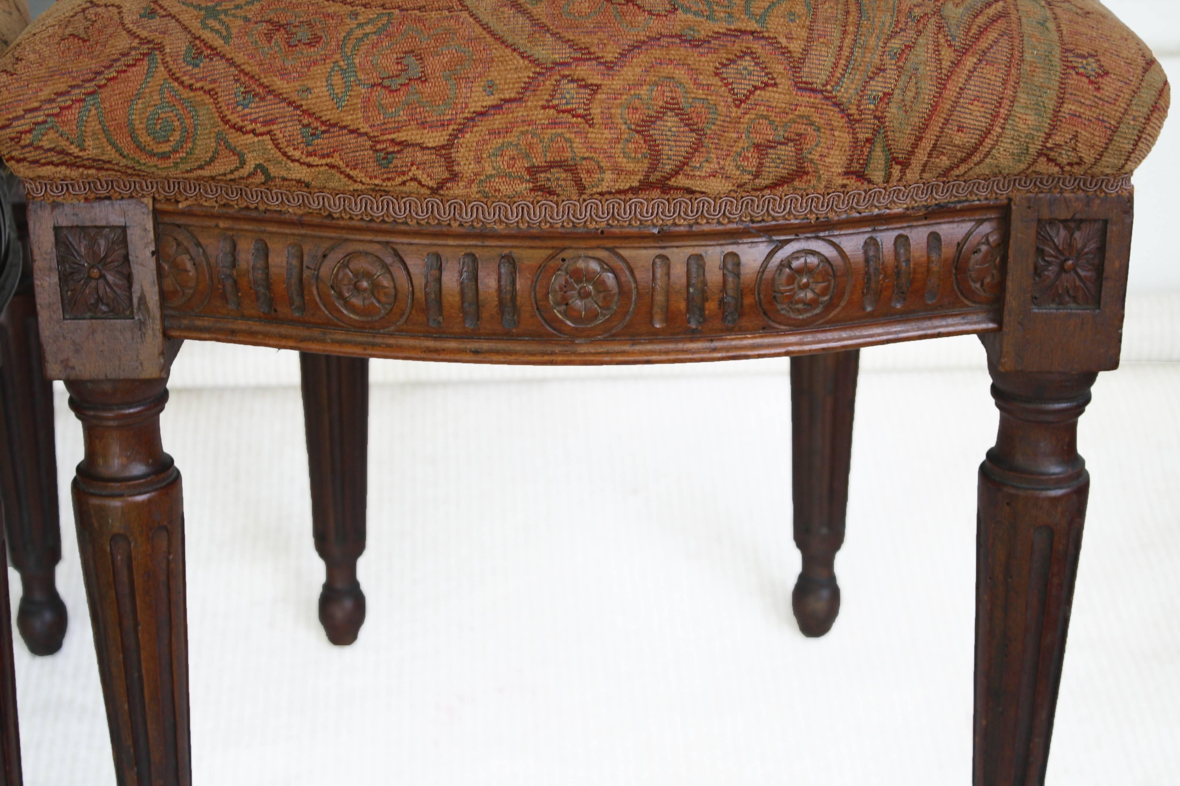 Pair of Italian Neoclassical Walnut Side Chairs For Sale 2