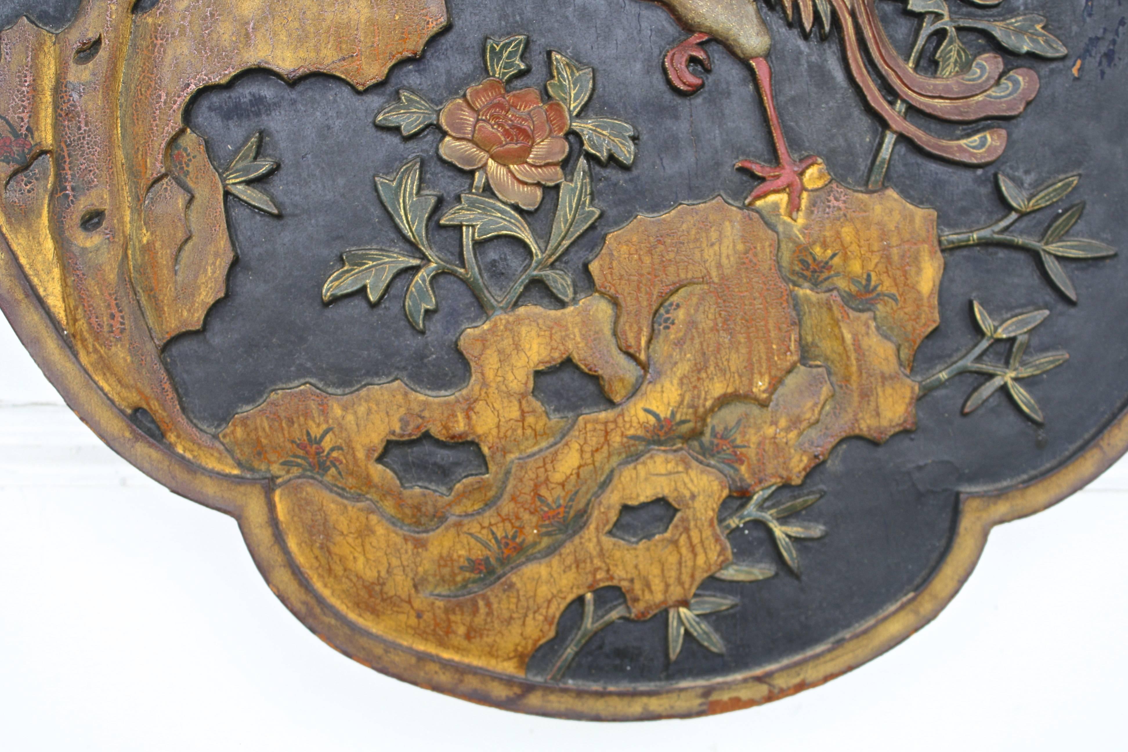Chinese Quatrefoil Pheasant Panel In Good Condition For Sale In Woodbury, CT