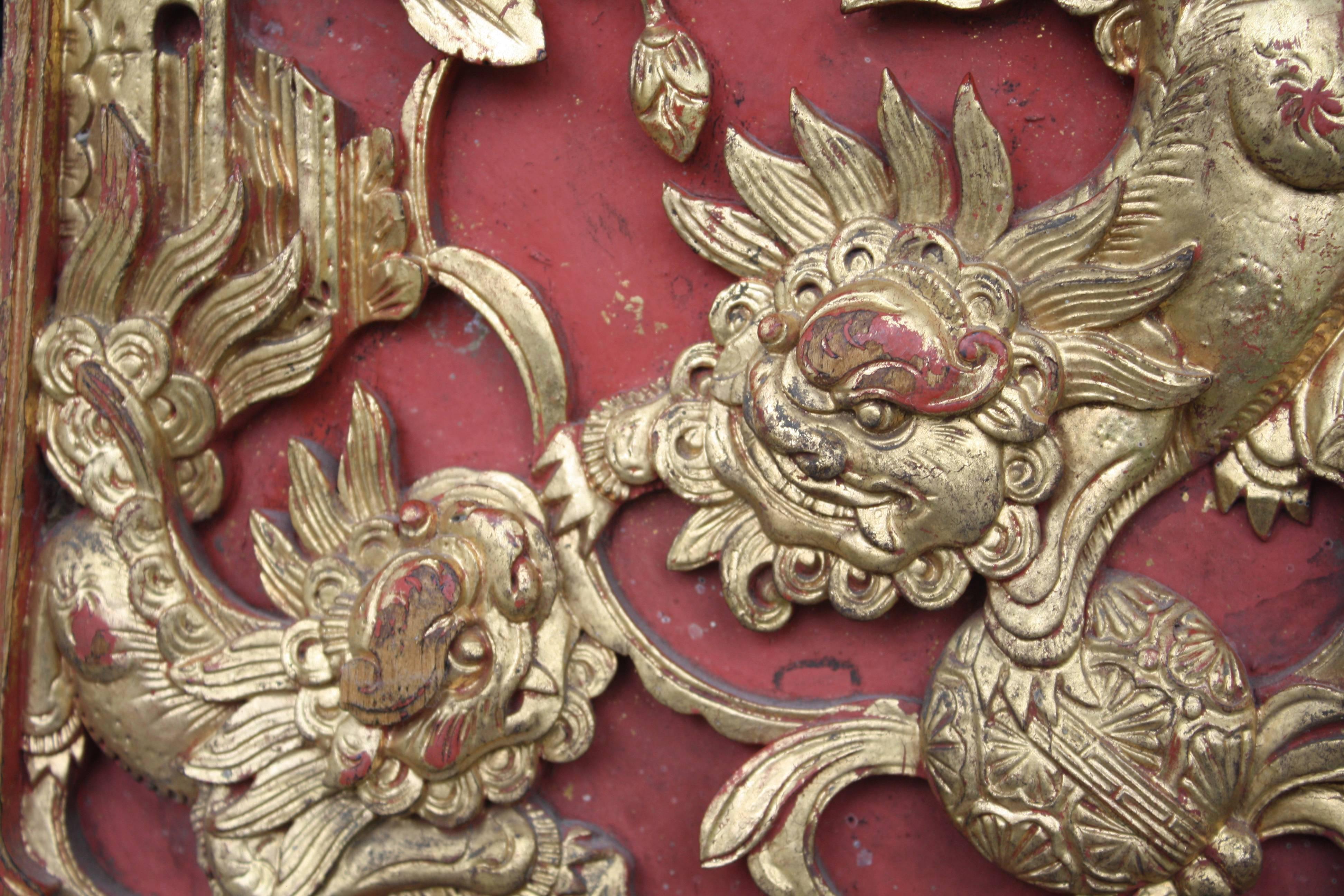 Qing Chinese 'Guardian Lion' Door Panel For Sale
