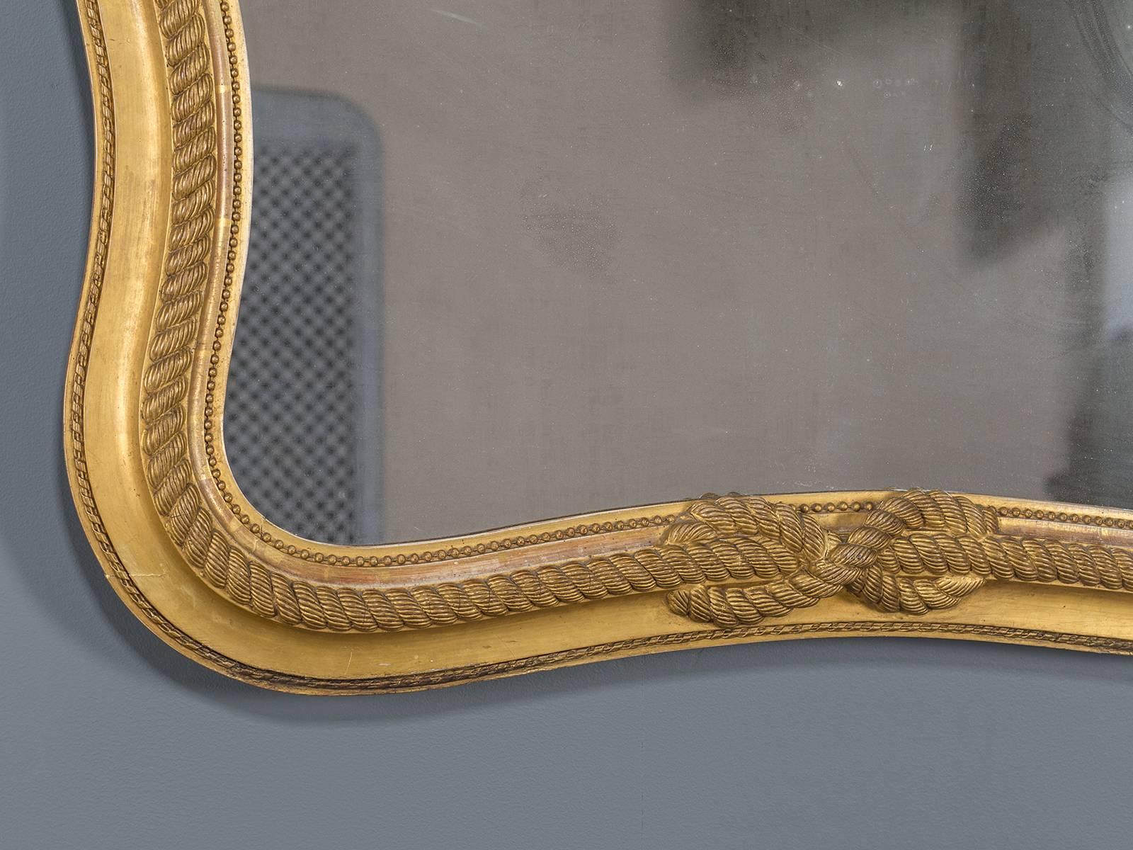 English Regency Period Rope Knot Bow Giltwood Mirror, circa 1830 1