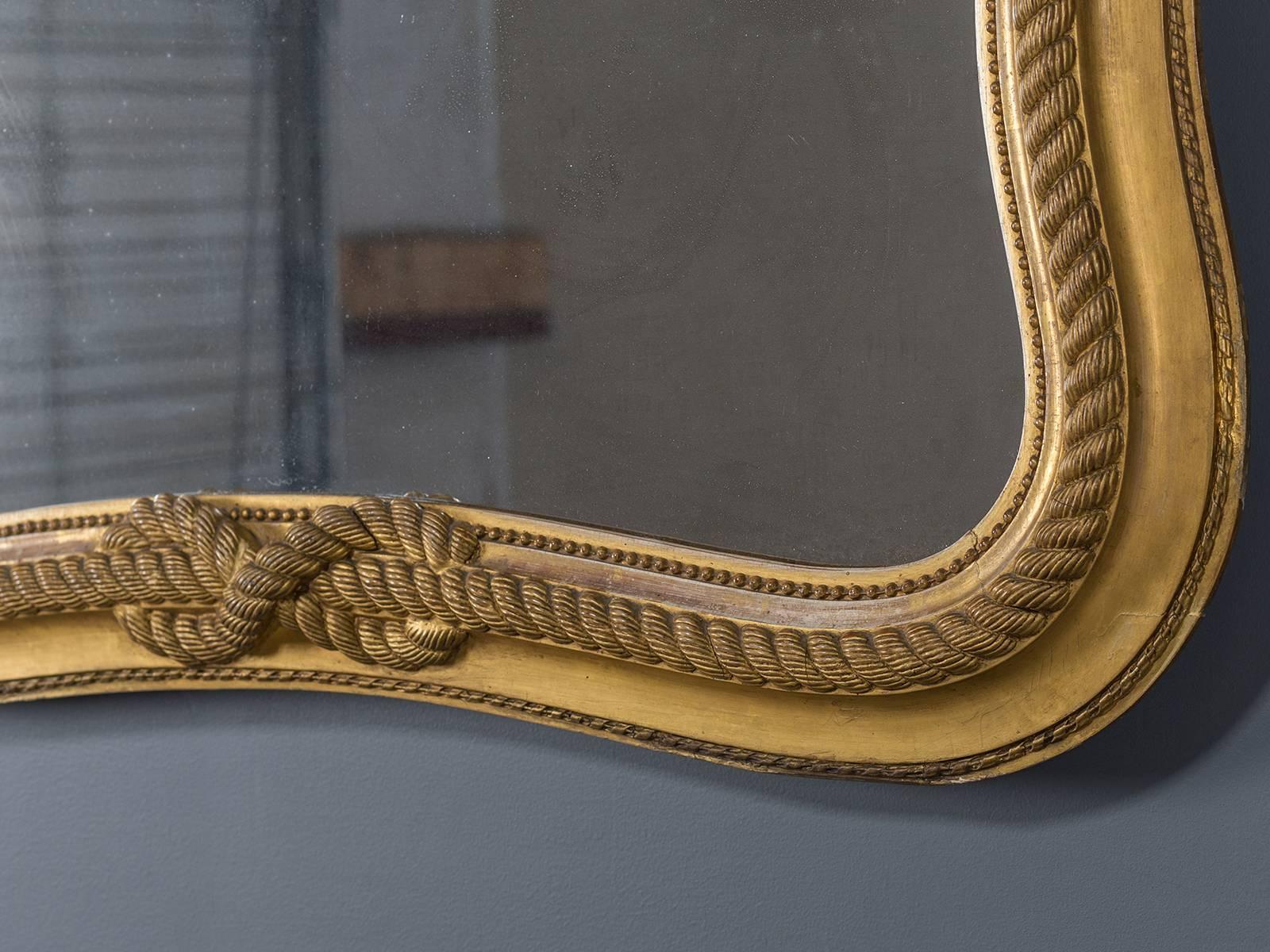 English Regency Period Rope Knot Bow Giltwood Mirror, circa 1830 2