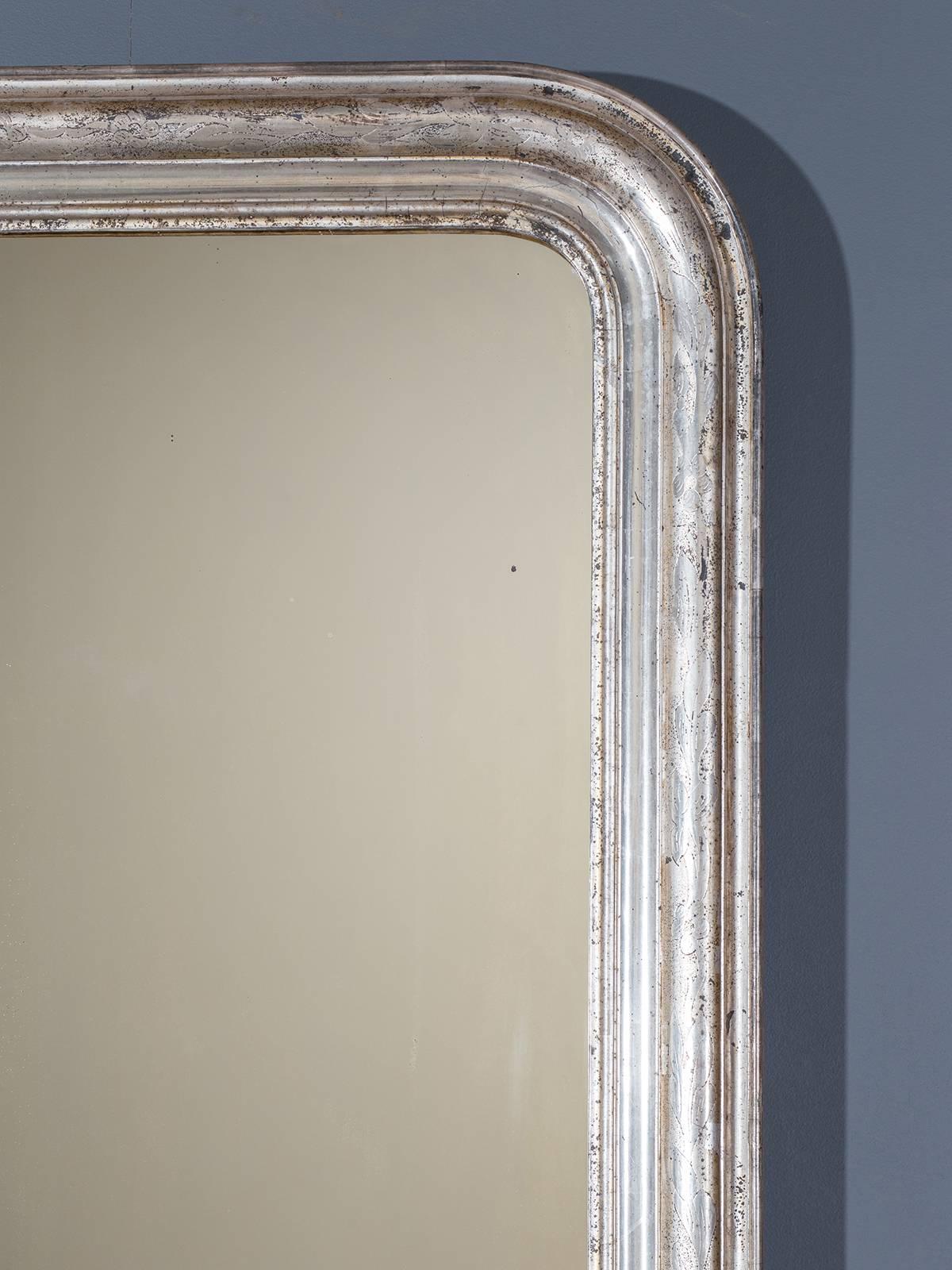 Late 19th Century Antique French Louis Philippe Silver Gilt Mirror, circa 1895