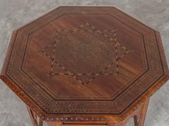 Antique Inlaid Rosewood, Ebony and Brass Hoshiapur Indian Table, circa 1890