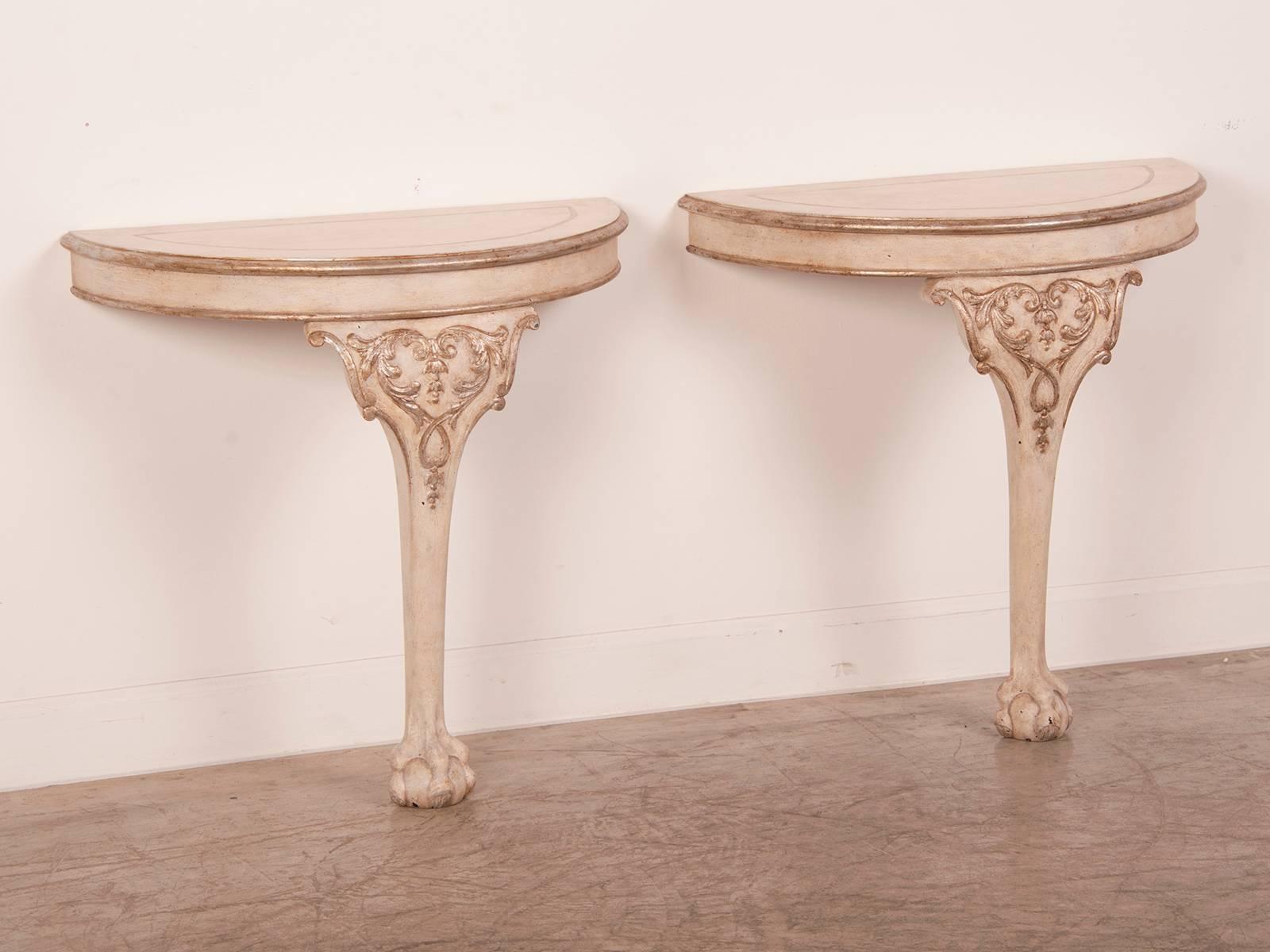Receive our new selections direct from 1stdibs by email each week. Please click Follow Dealer below and see them first!

A pair of Chippendale style single leg console tables each with a cabriole leg from England, circa 1895 now with a gorgeous