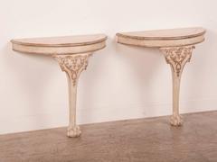 Pair Antique English Chippendale Painted Console Tables, circa 1895