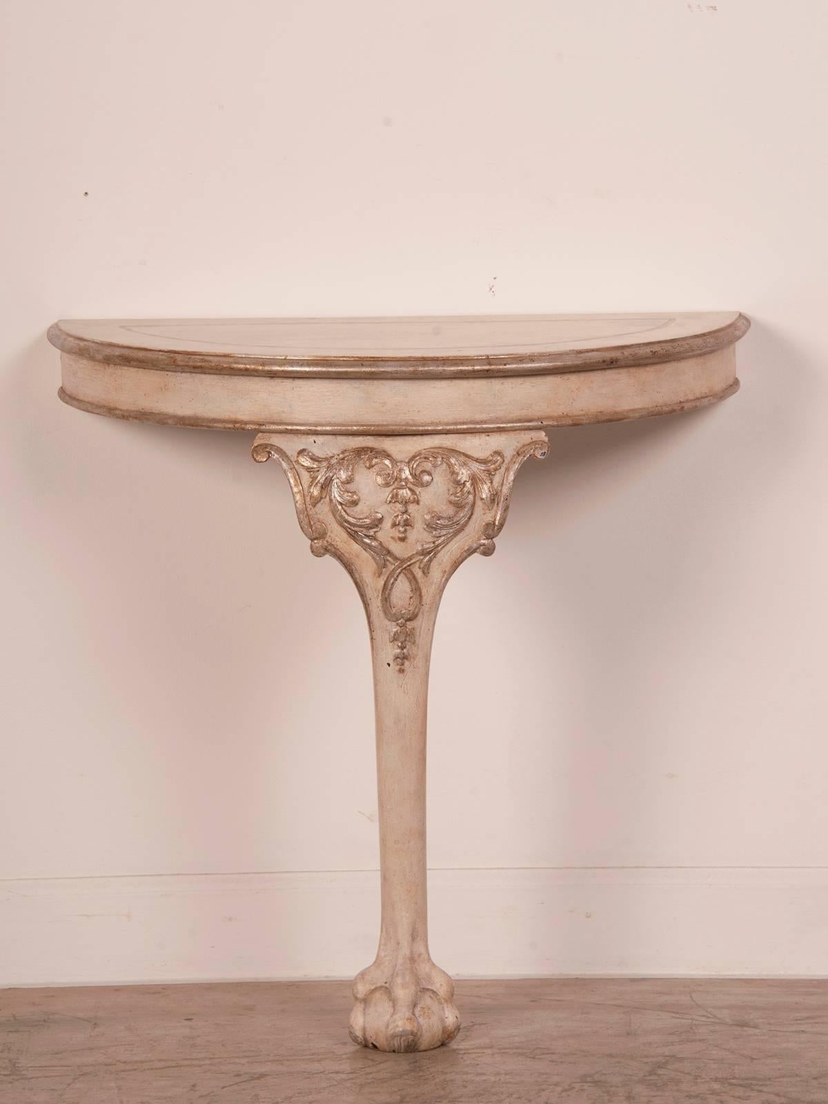 Late 19th Century Pair Antique English Chippendale Painted Console Tables, circa 1895 For Sale