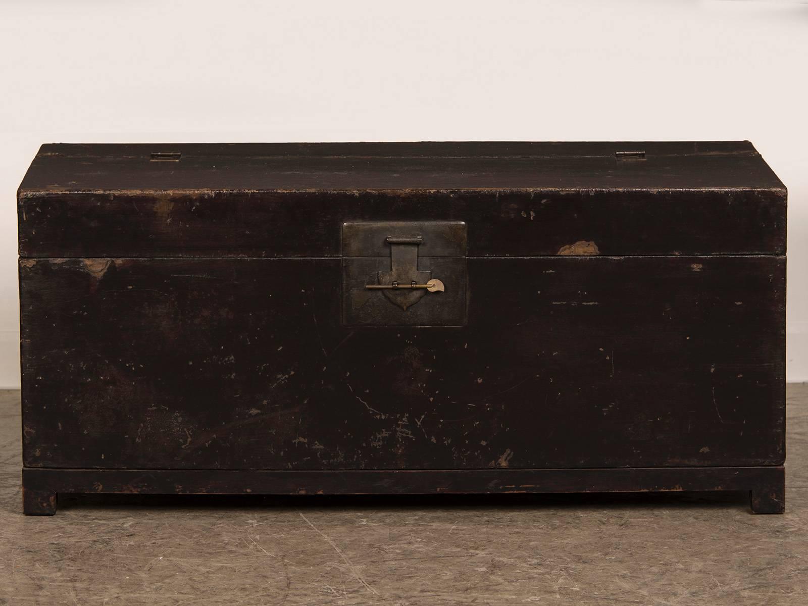 Receive our new selections direct from 1stdibs by email each week. Please click Follow Dealer below and see them first!

A large camphor wood trunk with the original lacquer finish from the Kuang Hsu period in China circa 1875. The scale of this