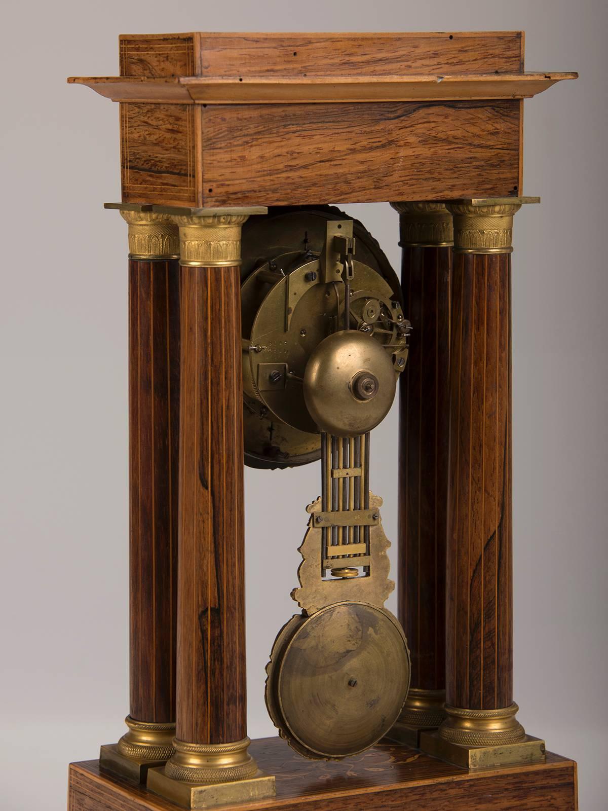 Louis Philippe Period Rosewood, Ormolu Antique French Portico Clock, circa 1840 3