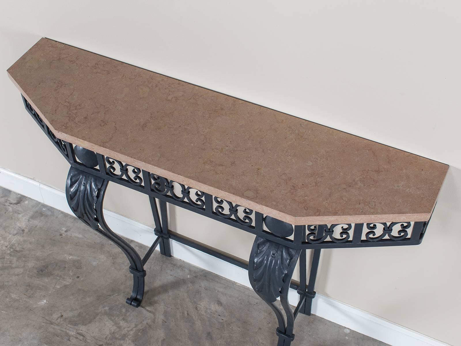 Receive our new selections direct from 1stdibs by email each week. Please click Follow Dealer below and see them first!

The angular lines and repeated design of this Art Deco period circa 1930 French console table are quite striking and embody