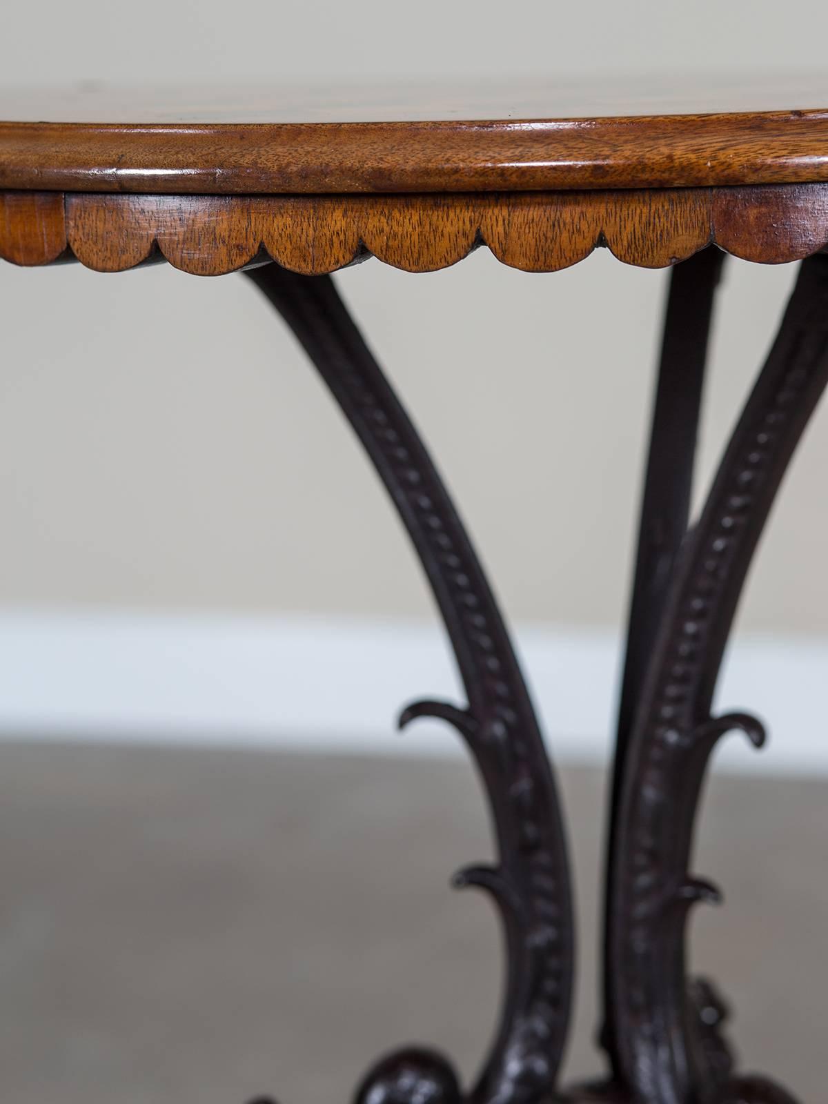 Antique French Chess Board Top Iron Table, circa 1880 In Excellent Condition In Houston, TX