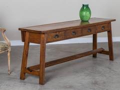 Antique French Oak Sideboard Server Table, Four Drawers, circa 1875