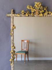 Grapevine Motif Painted Antique French Mirror, circa 1890