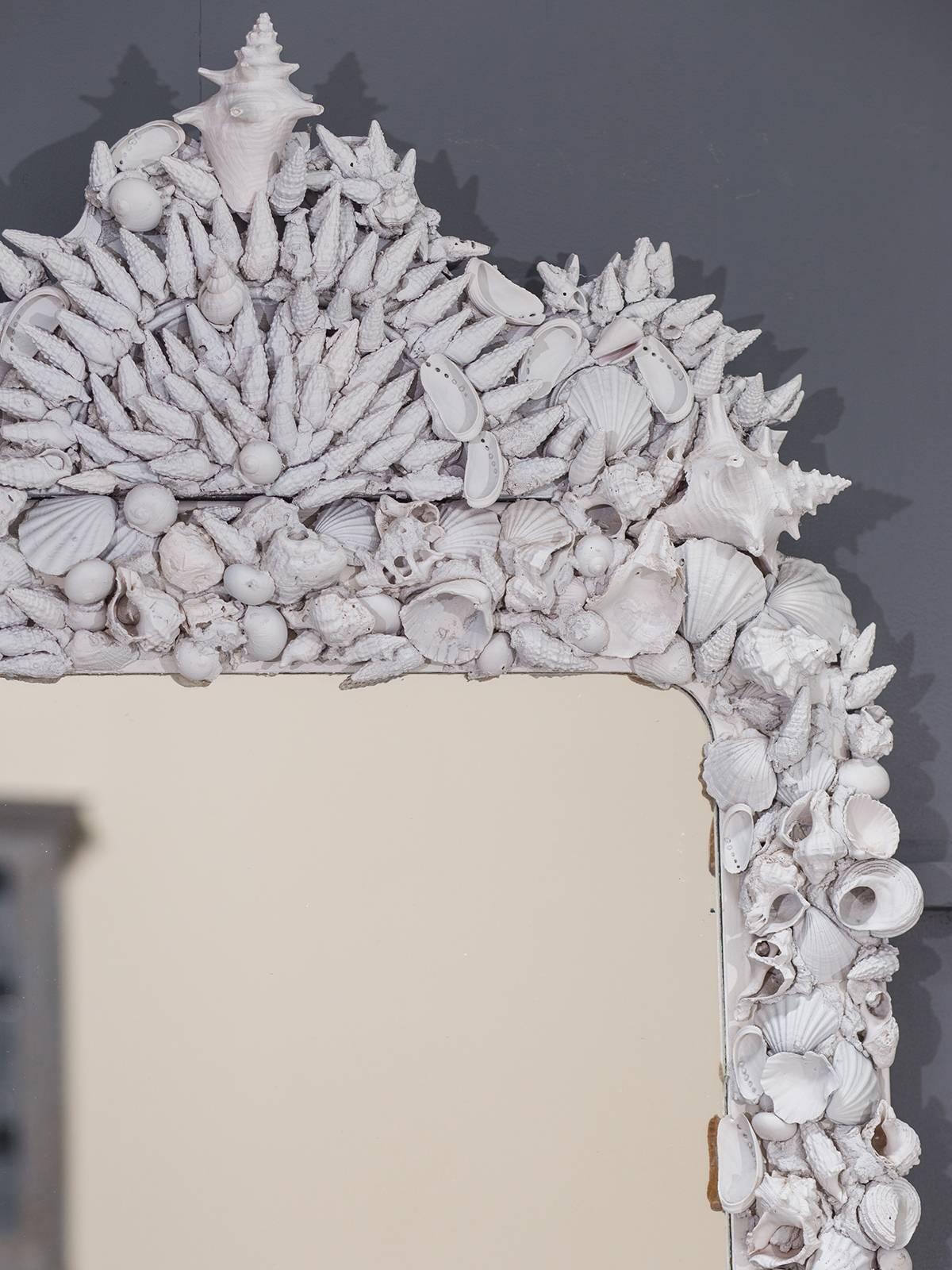 Antique French Painted Shell Mirror, circa 1890 1