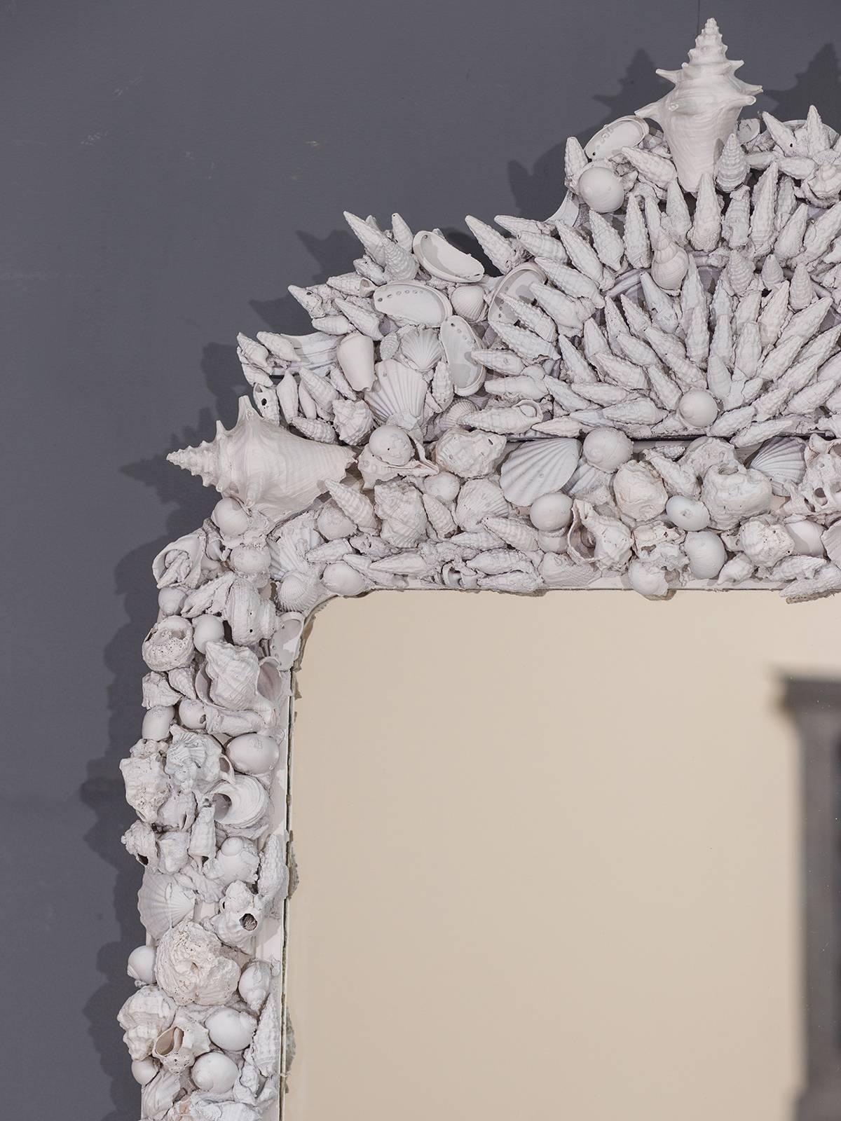 Look at the sheer dramatic impact this handmade antique shell encrusted French mirror, circa 1890. 29