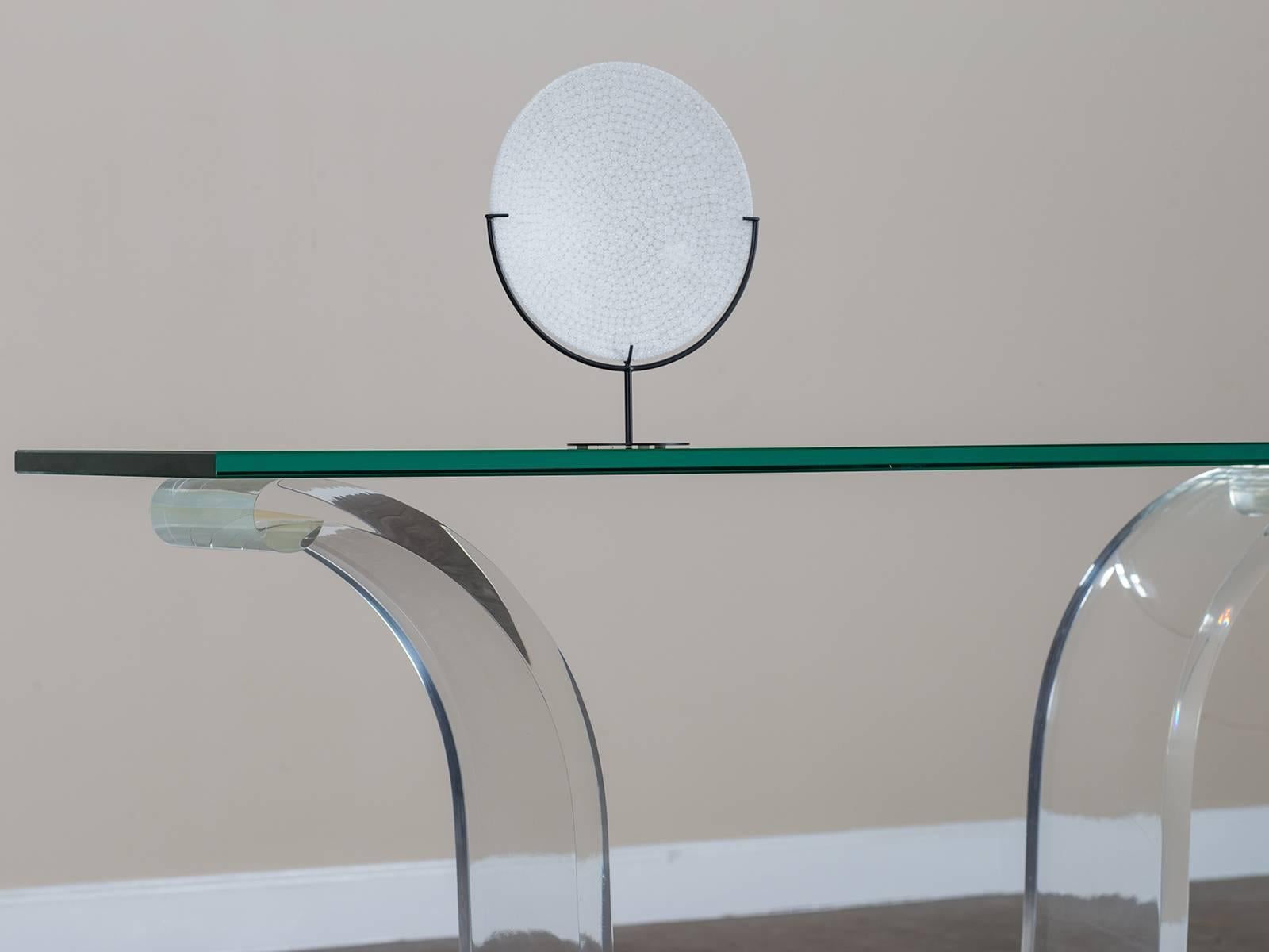 Late 20th Century Vintage Lucite and Glass French Console Table, circa 1970