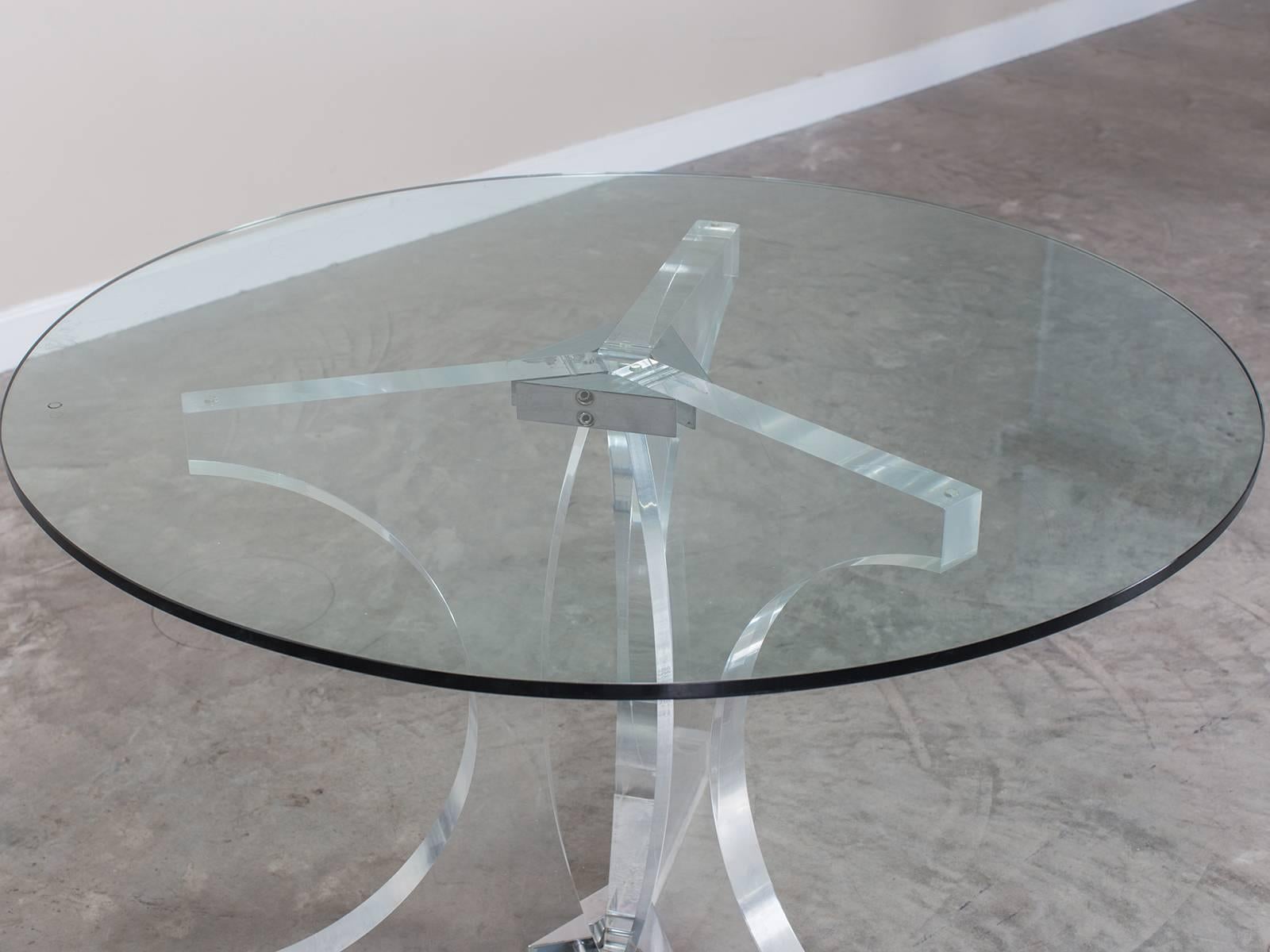 Vintage French Lucite and Glass Table, circa 1970 In Excellent Condition In Houston, TX
