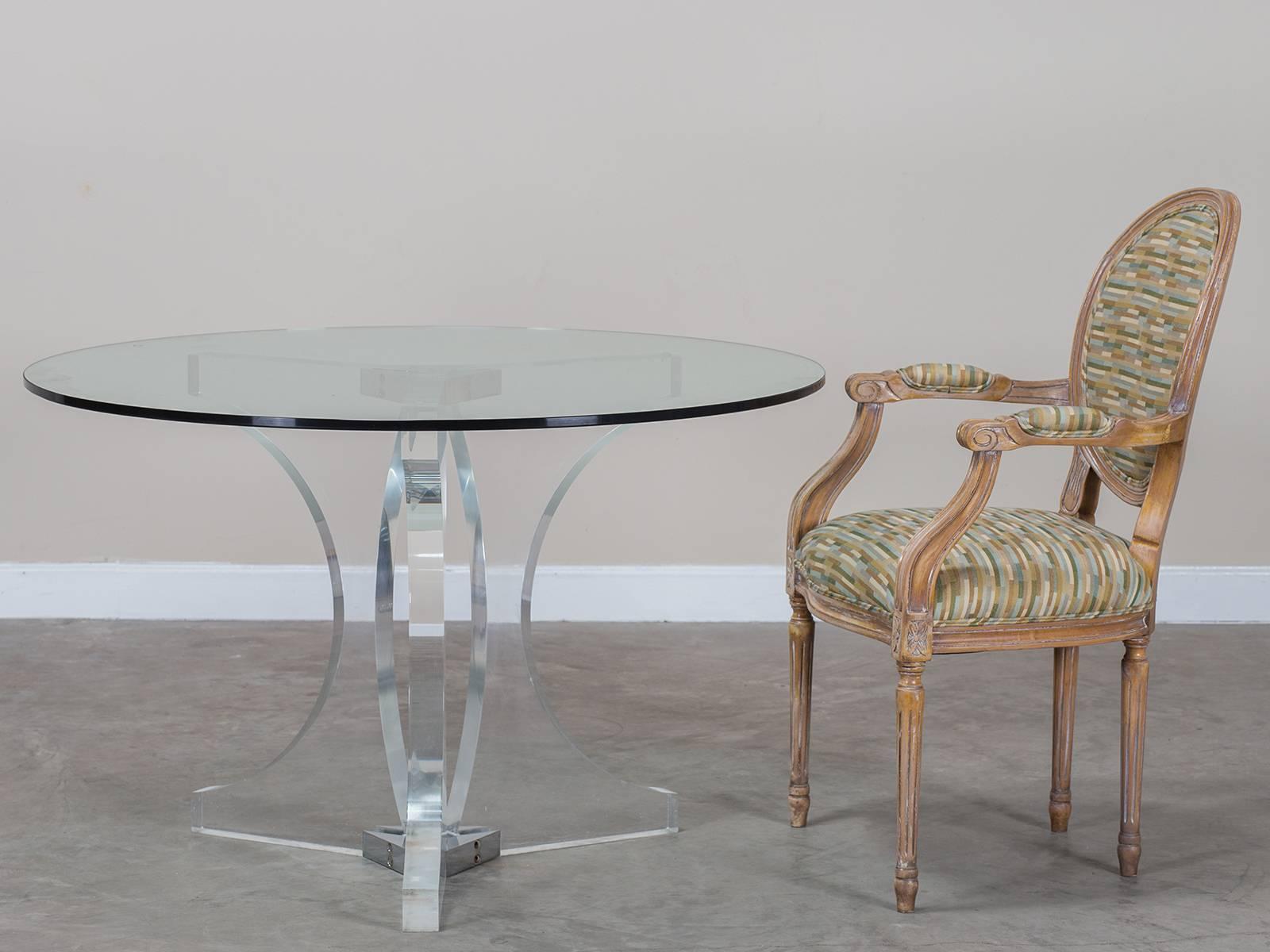 Receive our new selections direct from 1stdibs by email each week. Please click Follow Dealer below and see them first!

The three sections that complete this vintage French Lucite table circa 1970 have a substantial scale as well as an intriguing