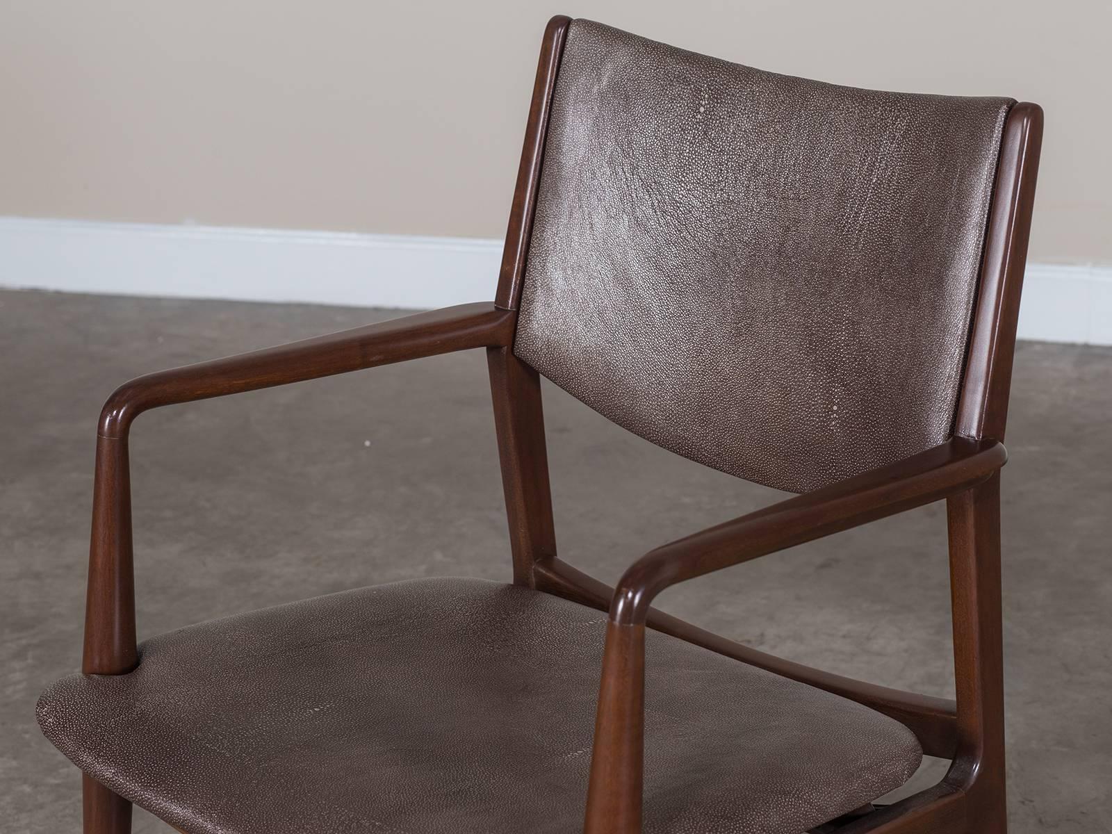 Vintage Danish Modern Armchair with Shagreen Upholstery, circa 1965 4