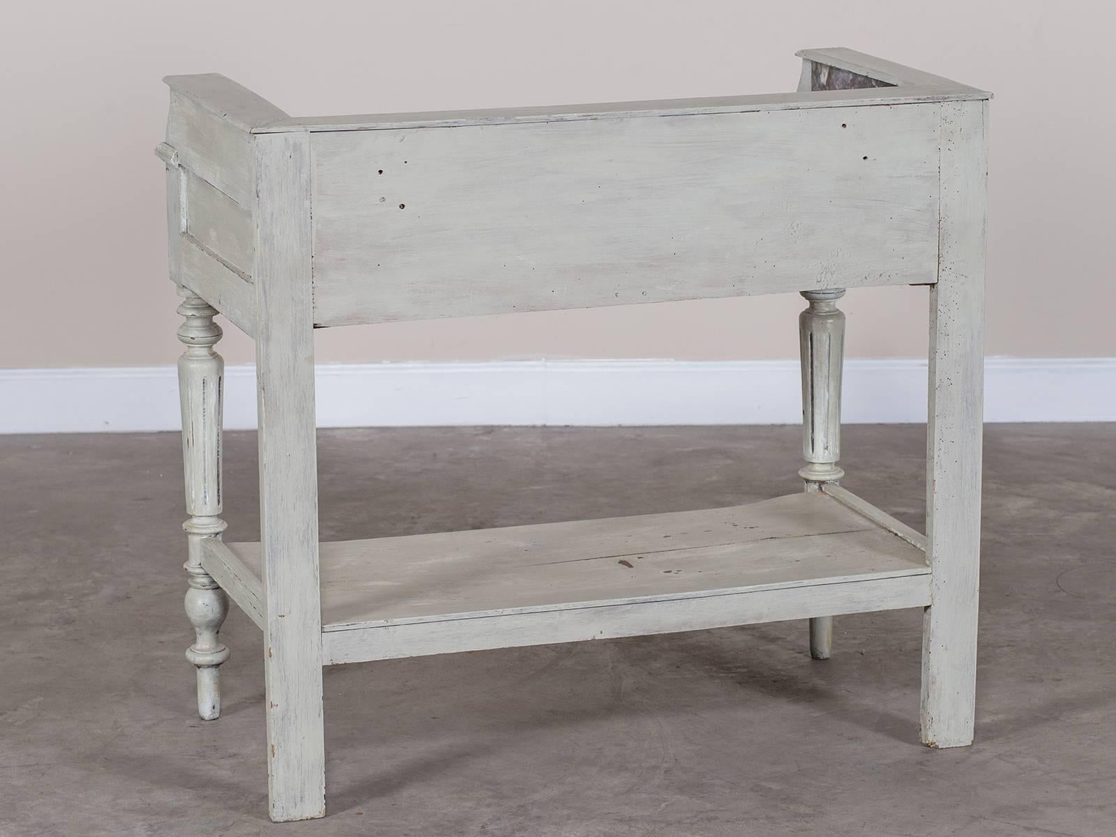 Antique French Marble-Top Painted Table Washstand, circa 1880 3