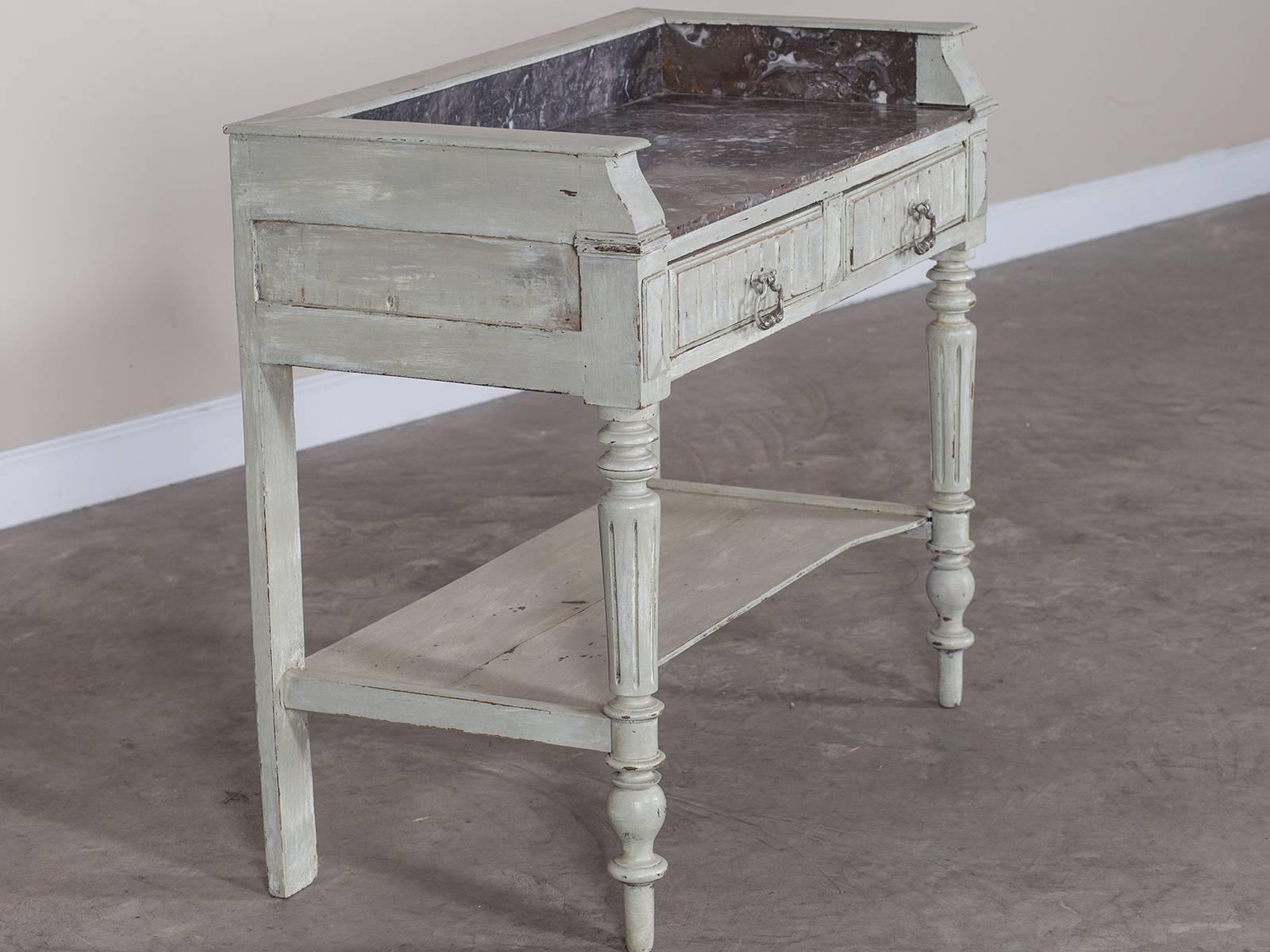 Antique French Marble-Top Painted Table Washstand, circa 1880 1