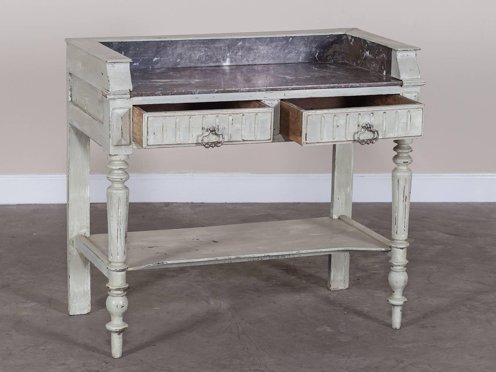 Receive our new selections direct from 1stdibs by email each week. Please click Follow Dealer below and see them first!

The handsome profile of this antique French washstand table, circa 1880 gives it a sense of solidity and usefulness. The