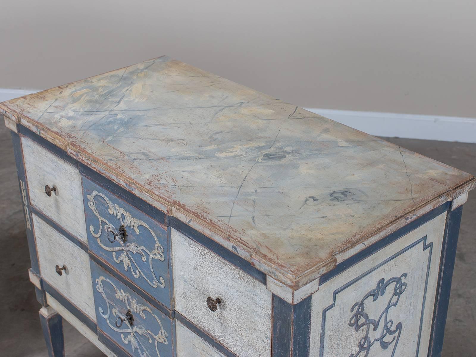 Pair of French Neoclassical Painted Pine Two-Drawer Chests 2