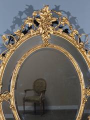 Huge Antique French Wine Estate Oval Mirror, circa 1875