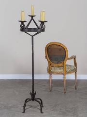 Antique French Forged Iron Floor Lamp, circa 1890