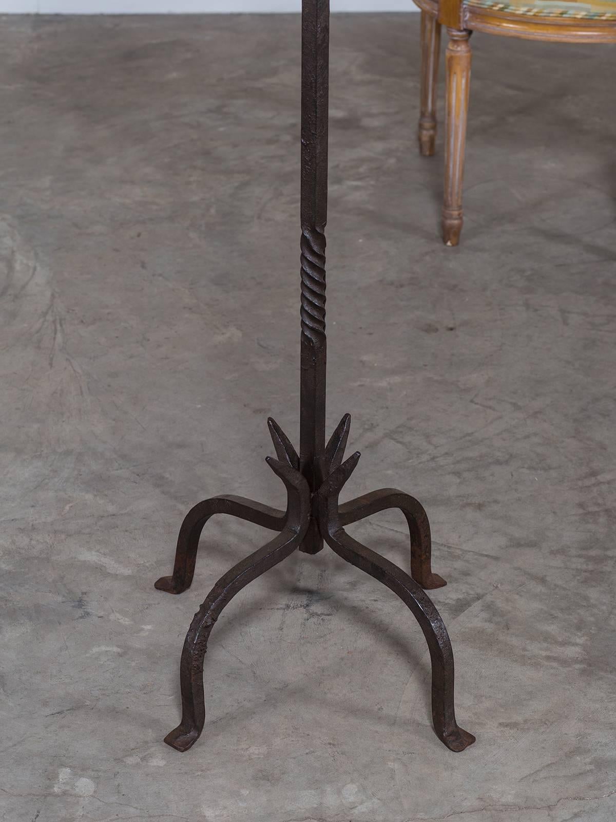 Late 19th Century Antique French Forged Iron Floor Lamp, circa 1890 For Sale