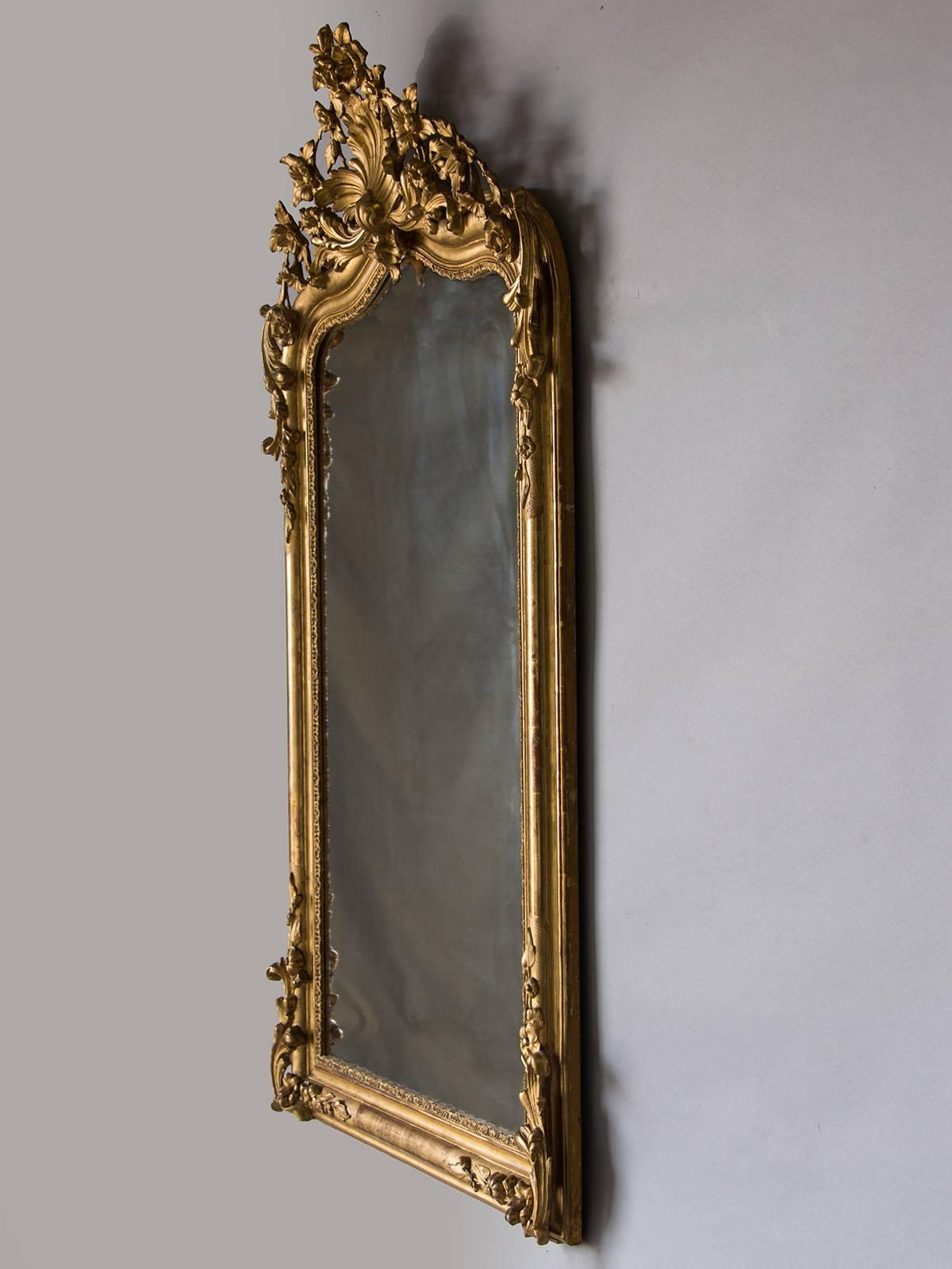 Régence French Régence Antique Gold Leaf Mirror, circa 1880