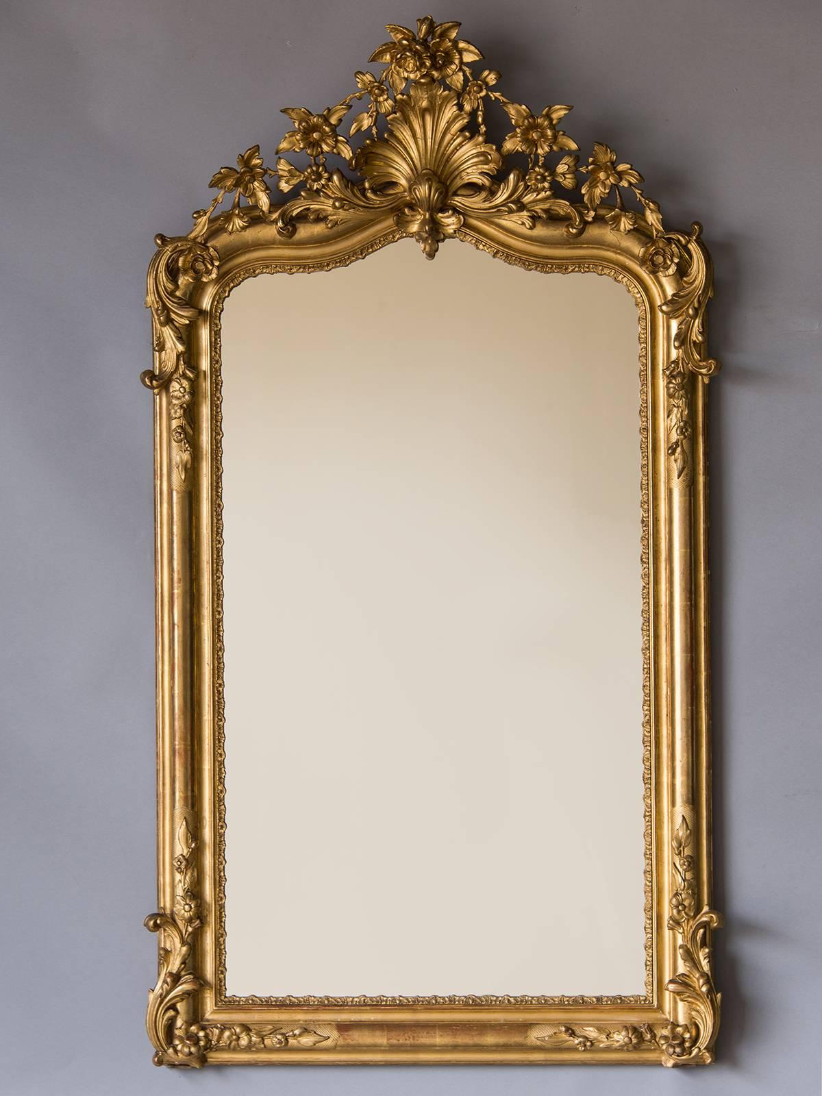 Late 19th Century French Régence Antique Gold Leaf Mirror, circa 1880