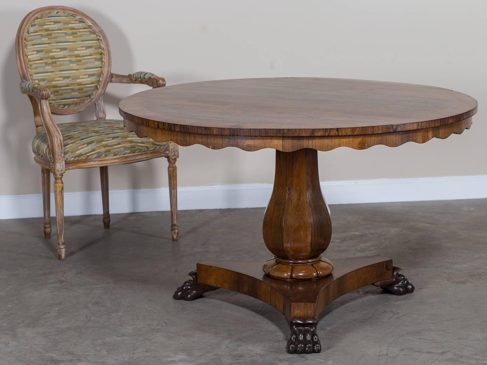 Mid-19th Century Antique English Rosewood and Walnut Tilt-Top Table, circa 1835
