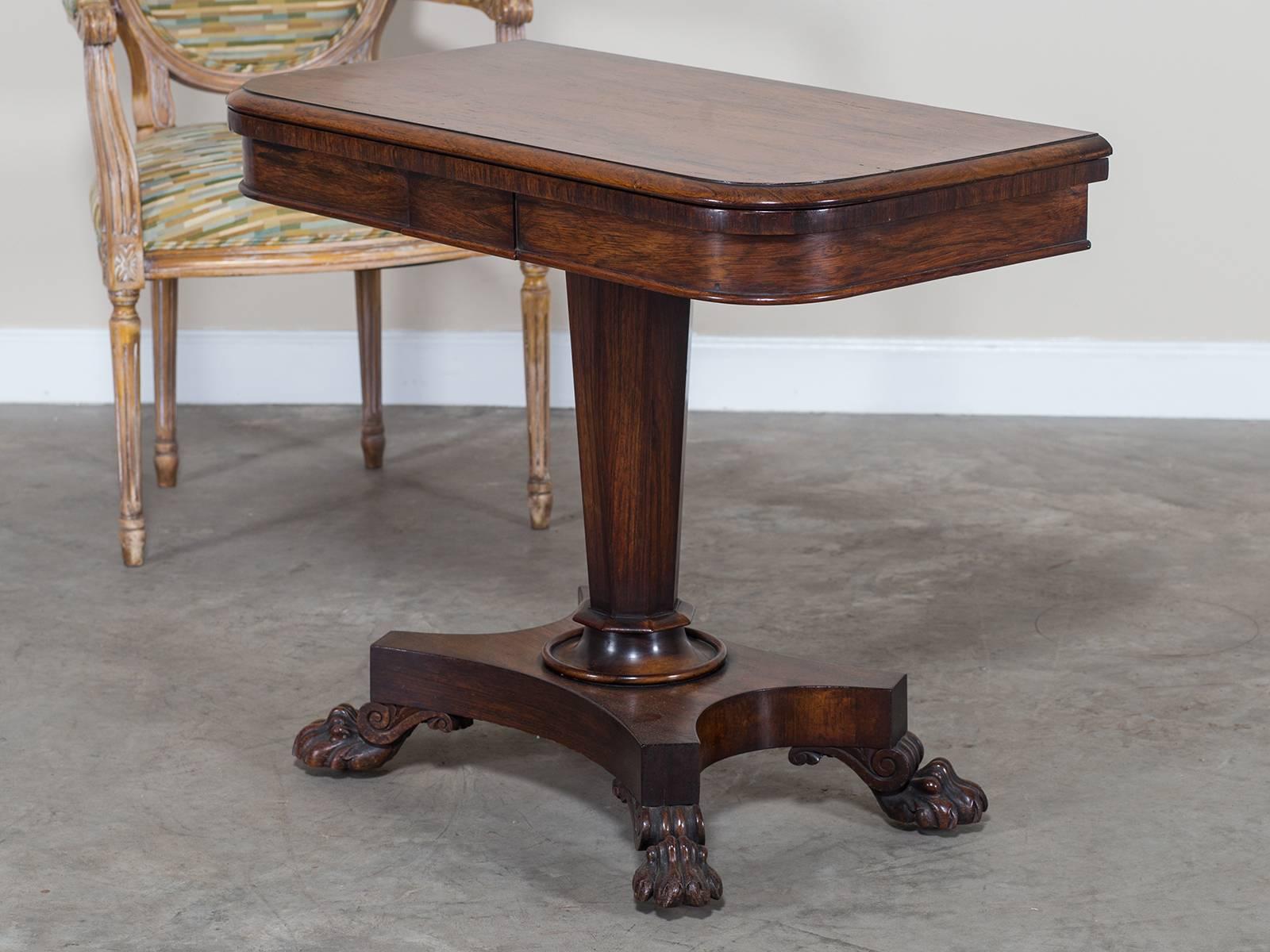 Antique English Rosewood Game Table, circa 1840 In Excellent Condition In Houston, TX