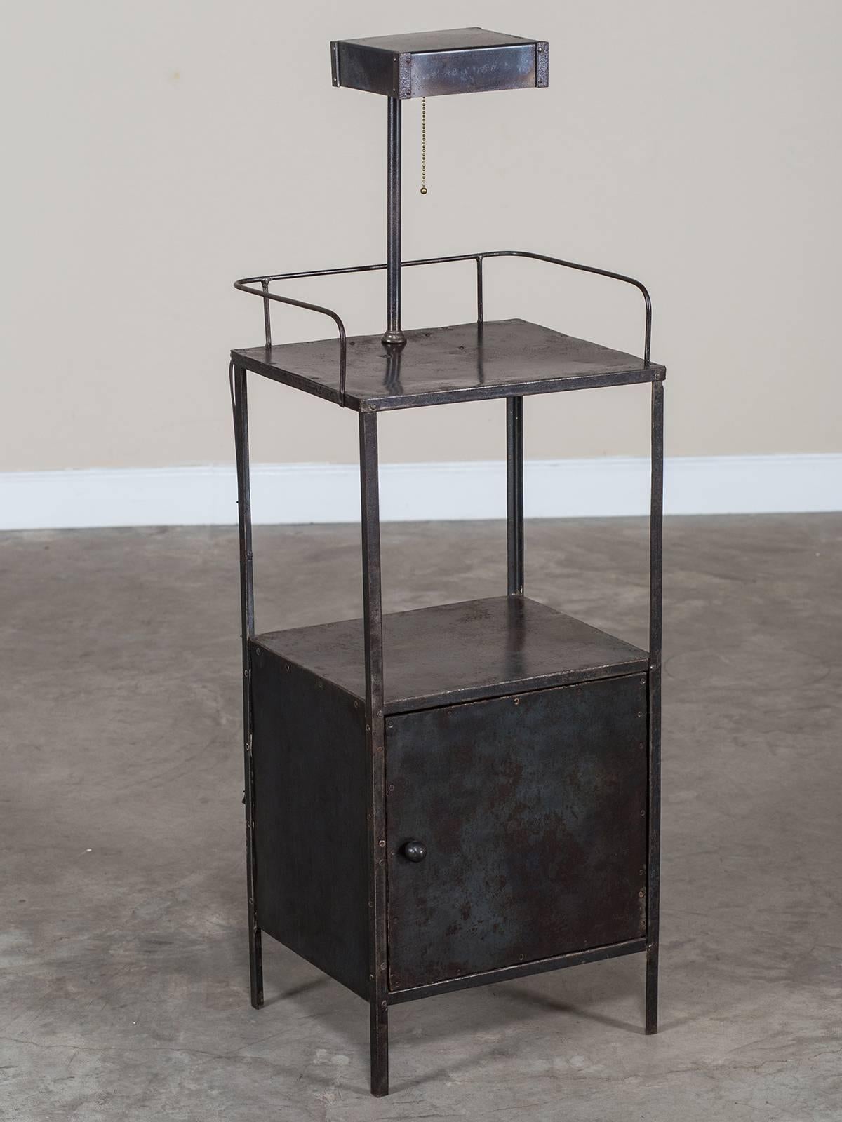 Receive our new selections direct from 1stdibs by email each week. Please click Follow Dealer below and see them first!

This portable French metal cabinet circa 1940 is a vintage Industrial piece. The cabinet has a closed cabinet door and an