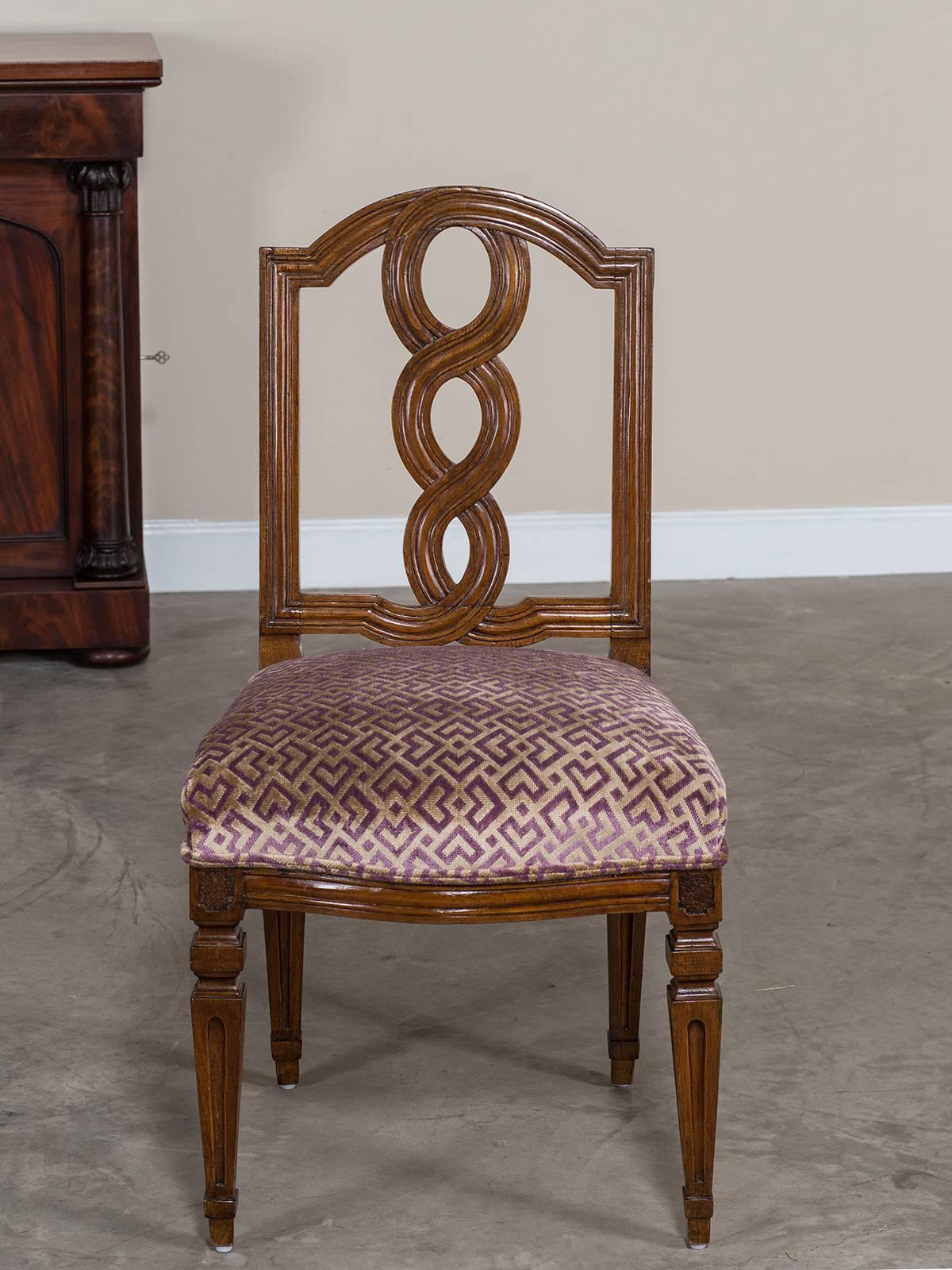 Receive our new selections direct from 1stdibs by email each week. Please click Follow Dealer below and see them first!

The clean architectural lines of this antique Italian neoclassical walnut chair circa 1780 give it an exceptionally powerful