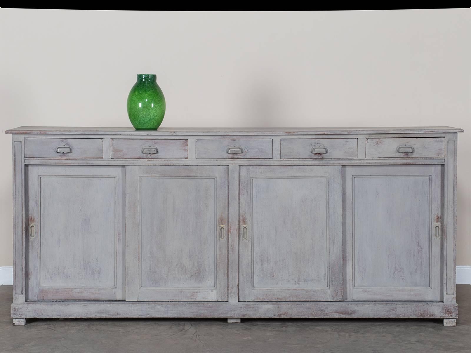 Late 19th Century Antique French Painted Shop Buffet Credenza, circa 1890