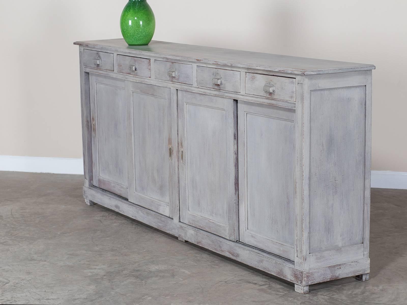 Antique French Painted Shop Buffet Credenza, circa 1890 In Excellent Condition In Houston, TX
