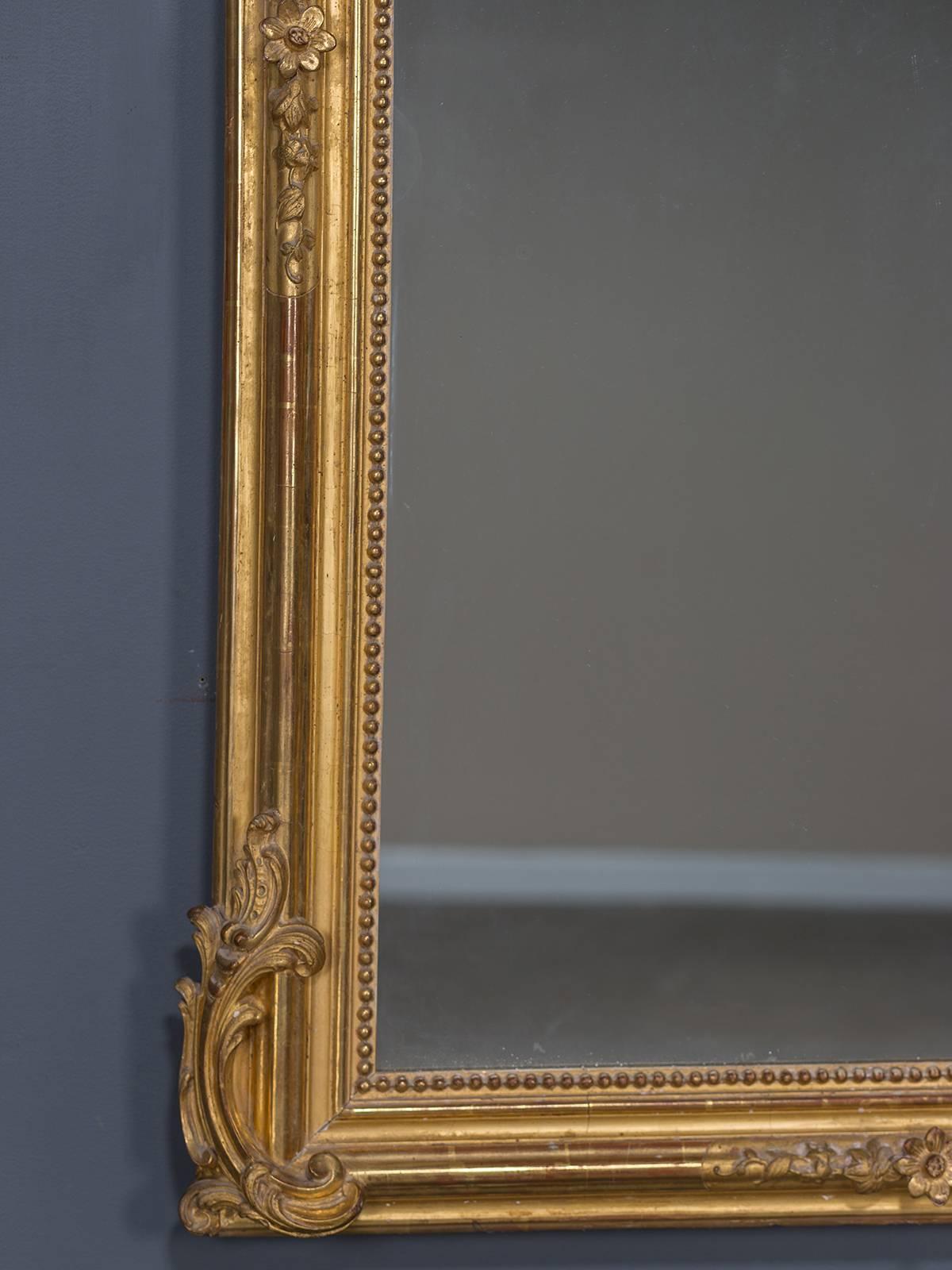 Late 19th Century Antique French Régence Style Gold Leaf Mirror, circa 1890