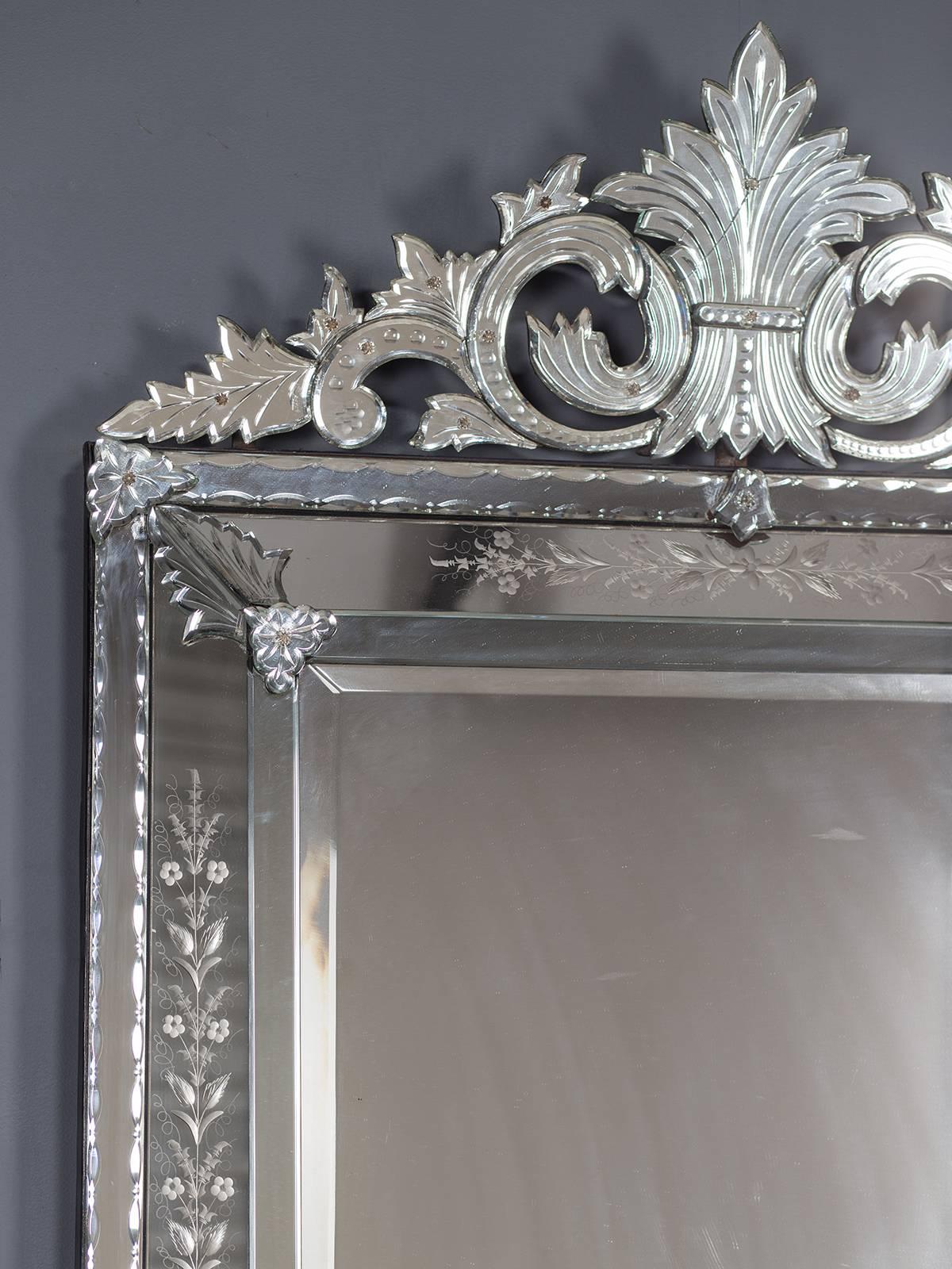 Art Nouveau Antique Venetian Style French Pareclose Mirror, circa 1890