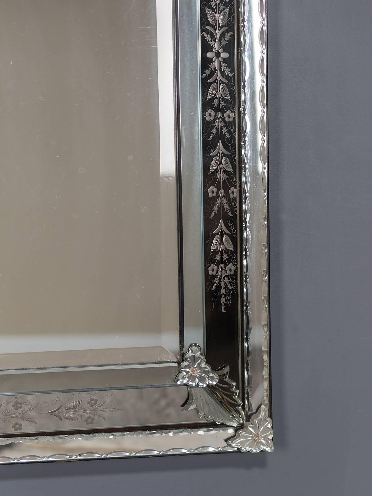 Late 19th Century Antique Venetian Style French Pareclose Mirror, circa 1890