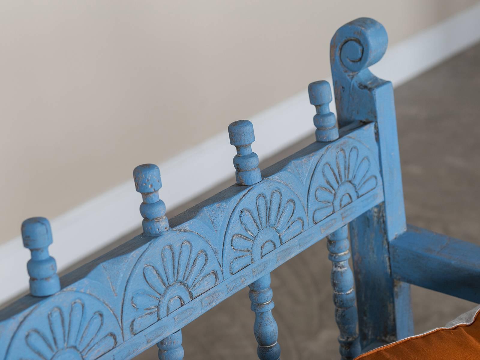 Arts and Crafts Antique French Painted Bench, circa 1890 For Sale