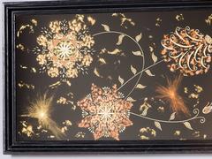 Vintage French Verre Églomisé Mirror, Celestial Motifs circa 1940