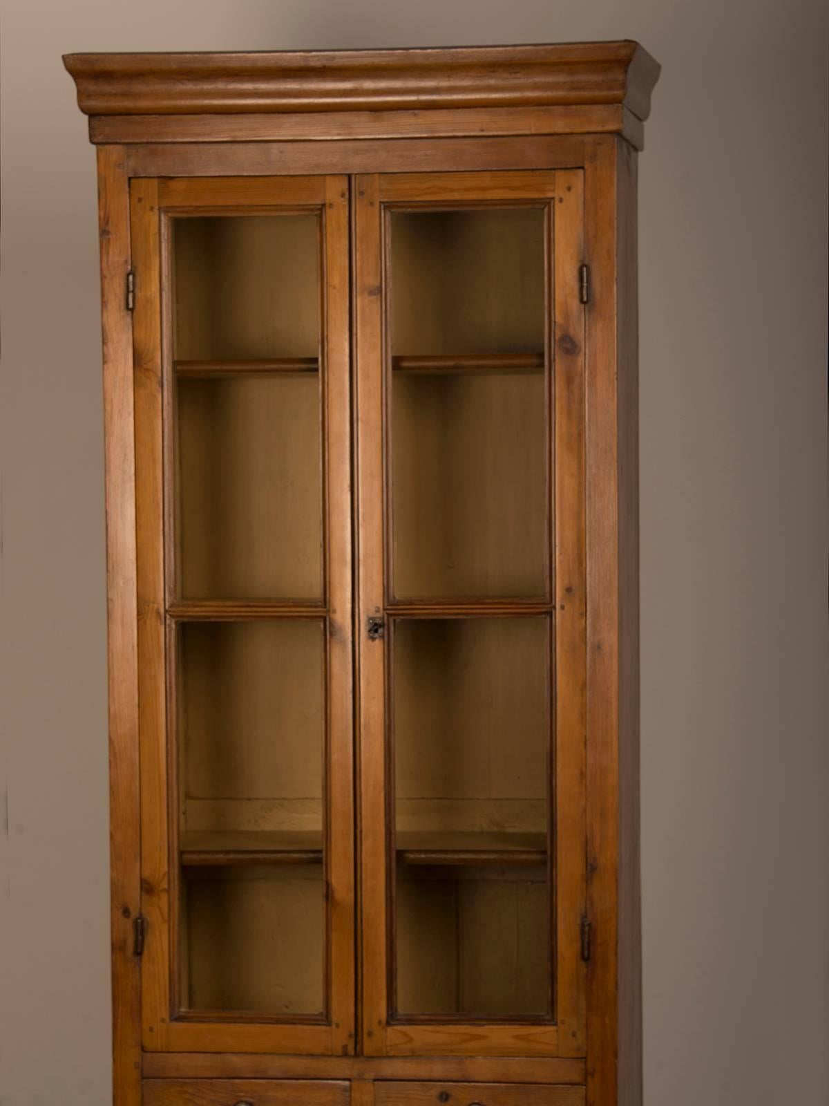 French Louis Philippe Period Tall, Slender Pine Bookcase, circa 1850 1