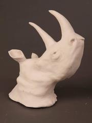 Vintage French Plaster Marquette of the Head of a Rhino, circa 1960