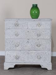 Antique English Jacobean Oak Chest of Drawers Painted Finish, circa 1840