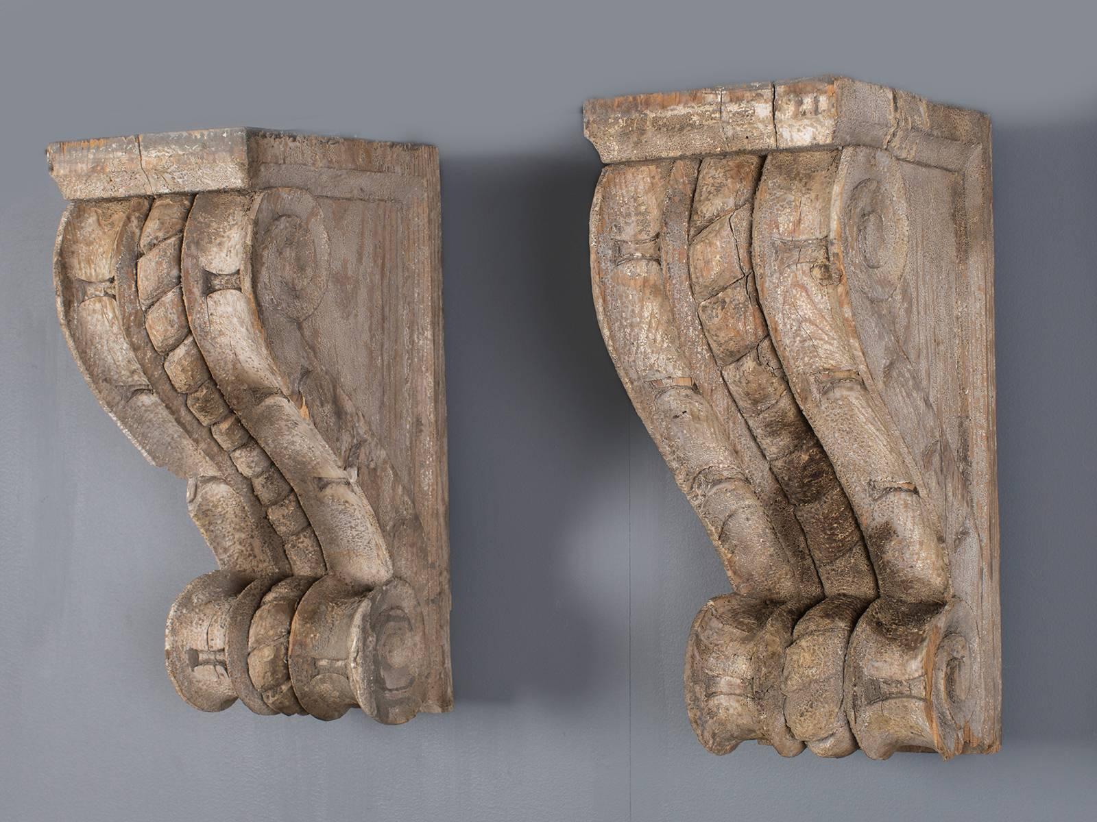 Receive our new selections direct from 1stdibs by email each week. Please click Follow Dealer below and see them first!

The original finish on this pair of antique French wall brackets or corbels, circa 1850 has a marvelous texture. The aged