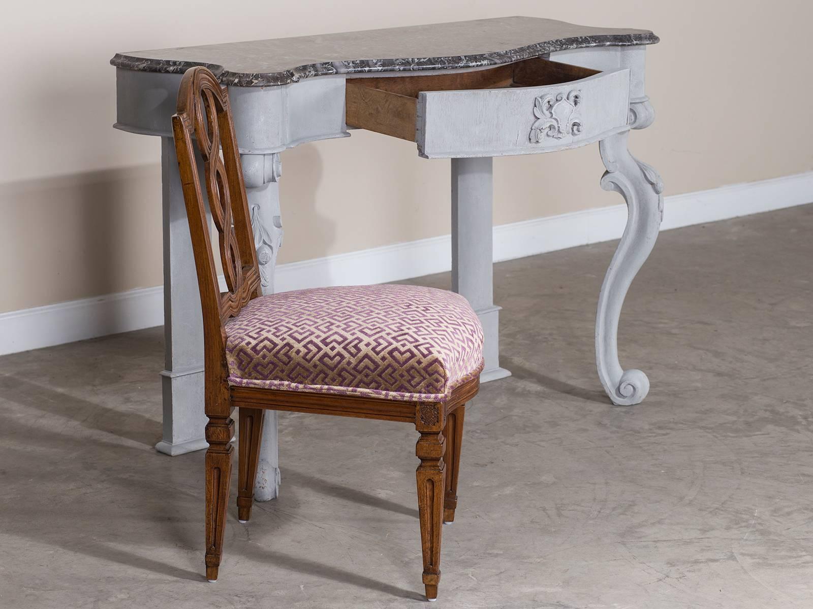 Antique English Painted Oak Console with Marble Top, circa 1850 3