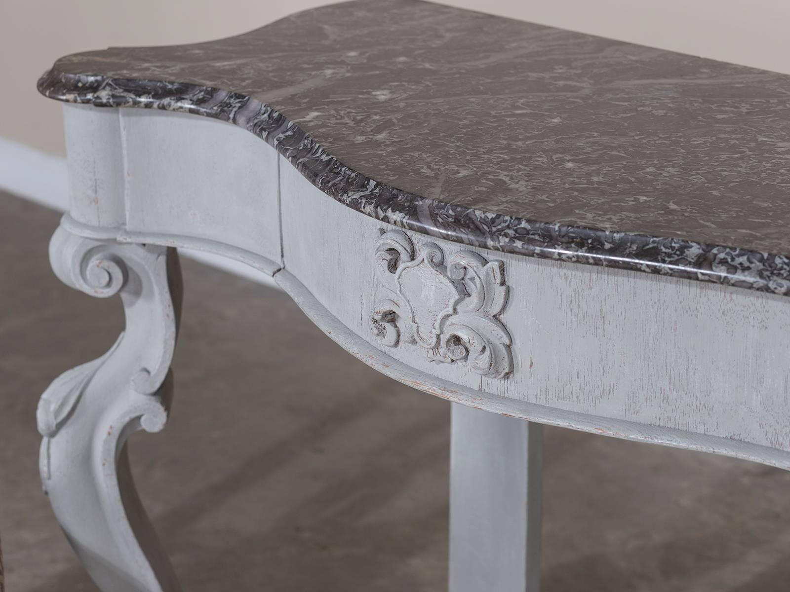 Mid-19th Century Antique English Painted Oak Console with Marble Top, circa 1850