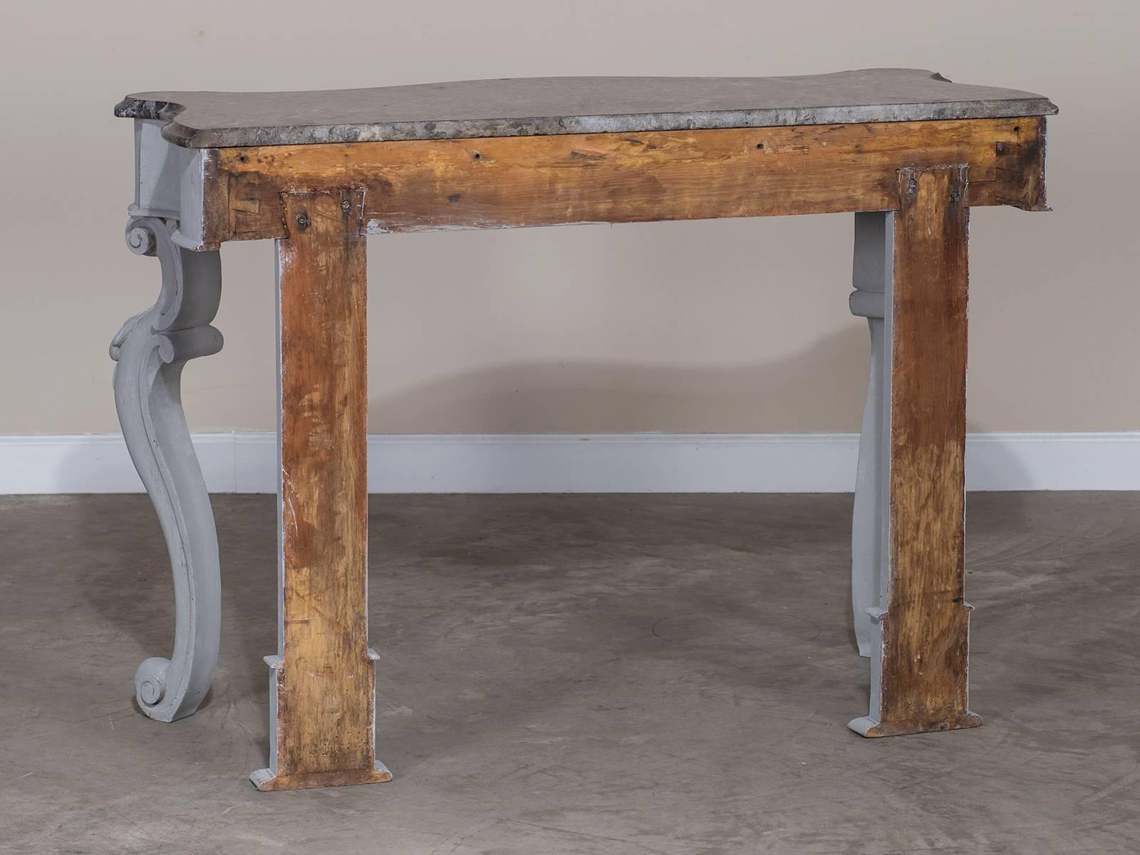 Antique English Painted Oak Console with Marble Top, circa 1850 4